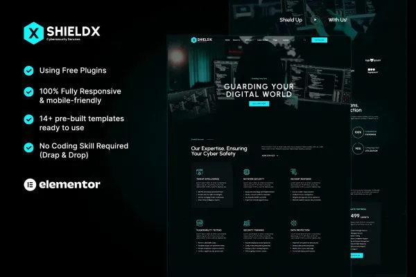 ShieldX – 网络安全服务 Elementor 模板套件