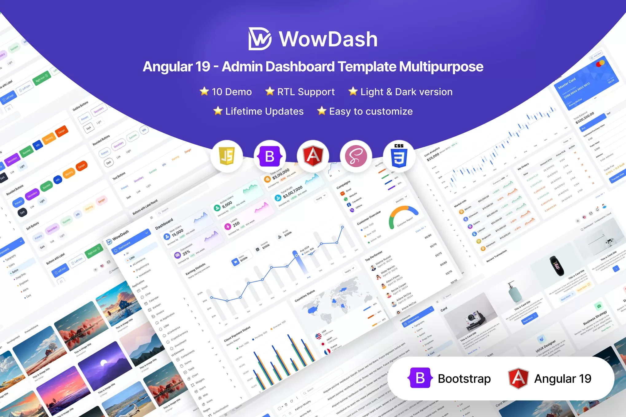 WowDash – Angular19管理仪表板模板，后台数据看板