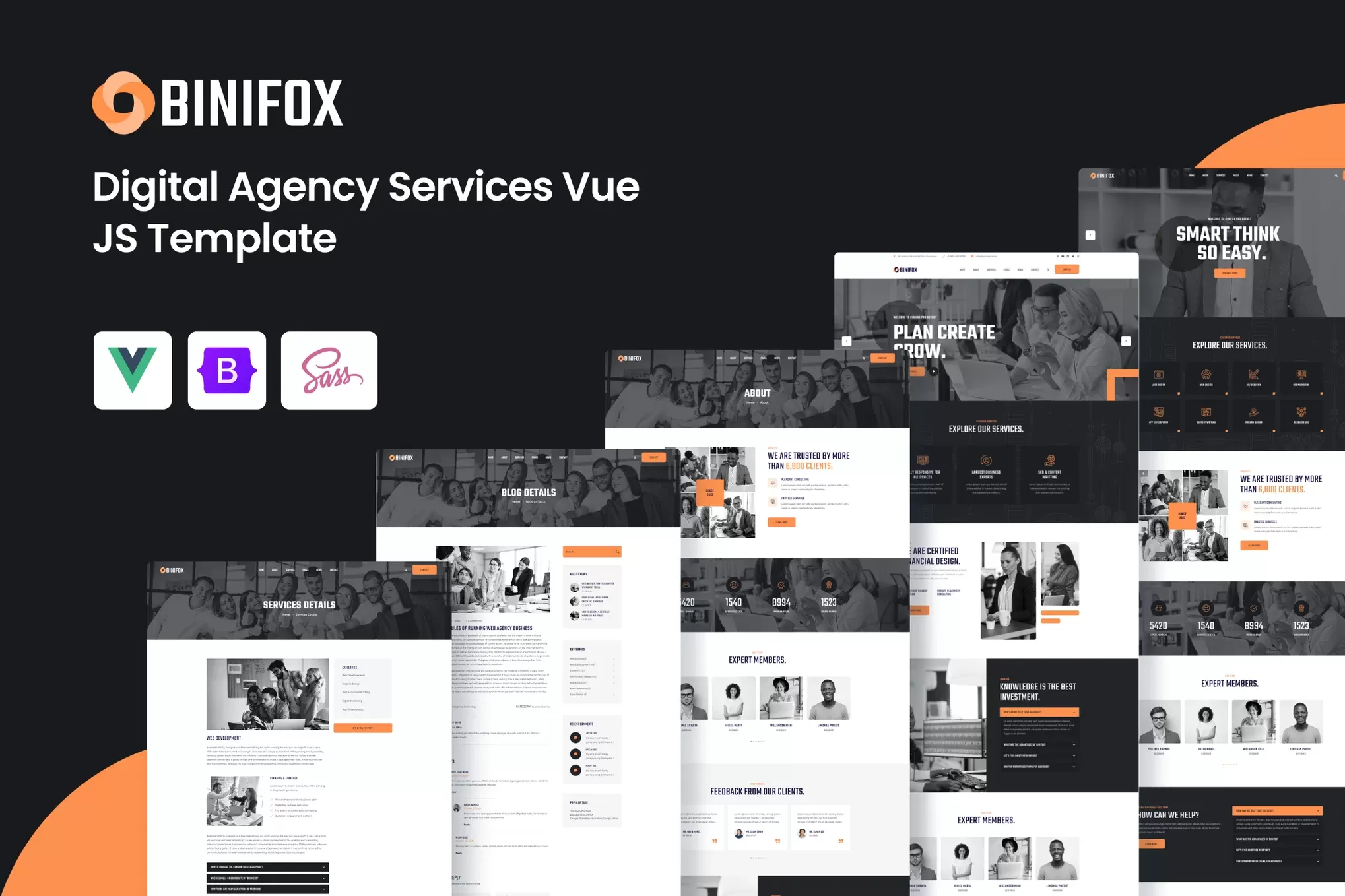Binifox – 数字代理Vue模板,agency机构官网