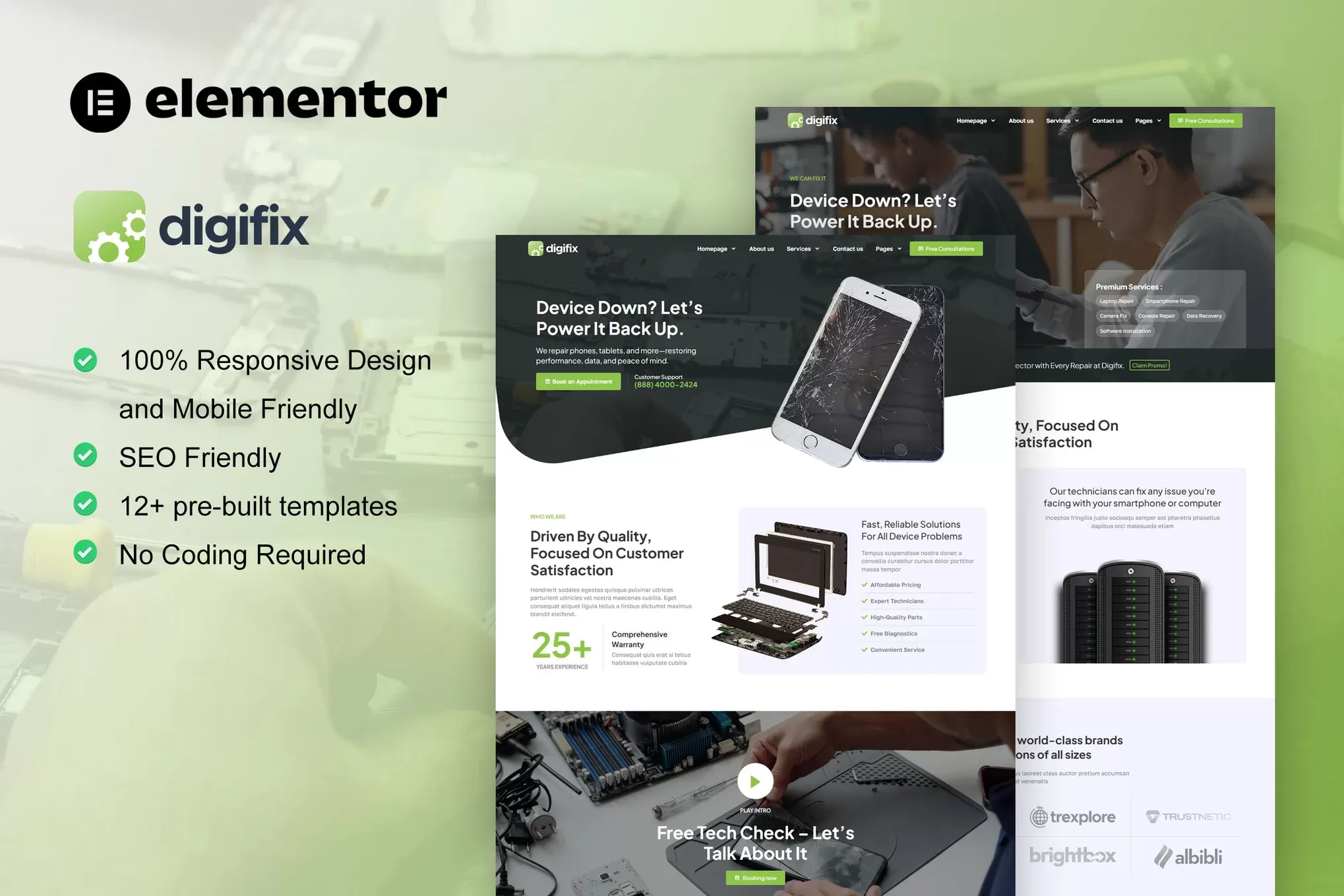 DigiFix – 手机维修Elementor Pro模板套件，数码服务官网