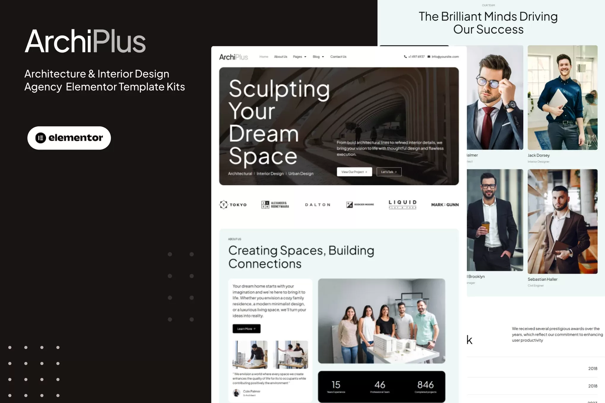 Archiplus – 建筑室内Elementor Pro模板套件,设计机构官网