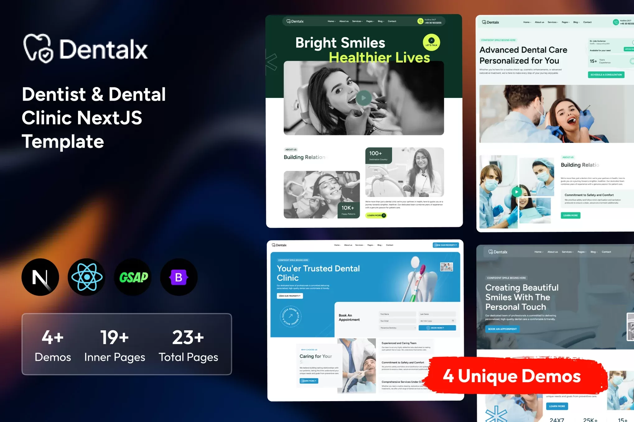 Dentalx – 牙科诊所Next.js模板,牙医预约官网