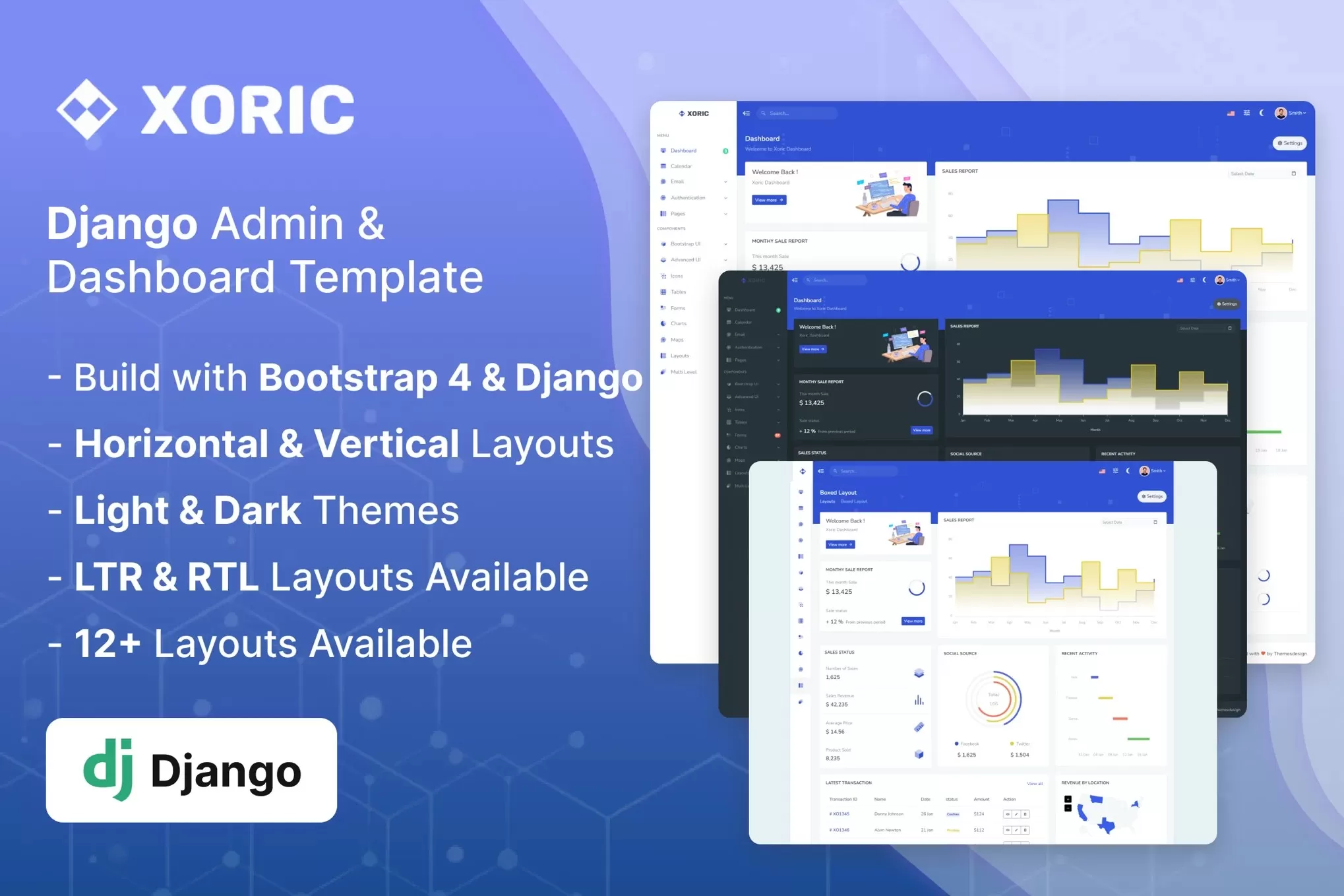 Xoric – Django管理控制台模板,后台数据可视化