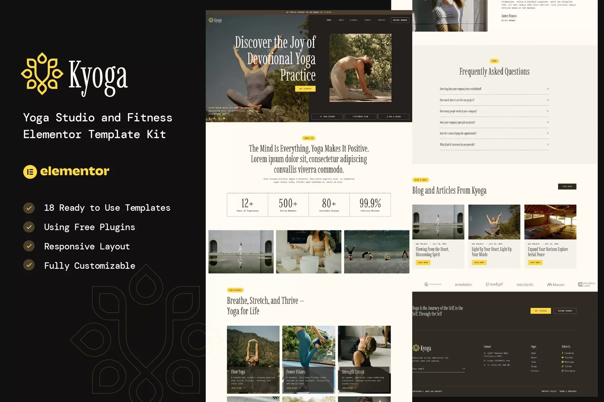 Kyoga – 瑜伽健身Elementor模板套件，瑜伽工作室官网