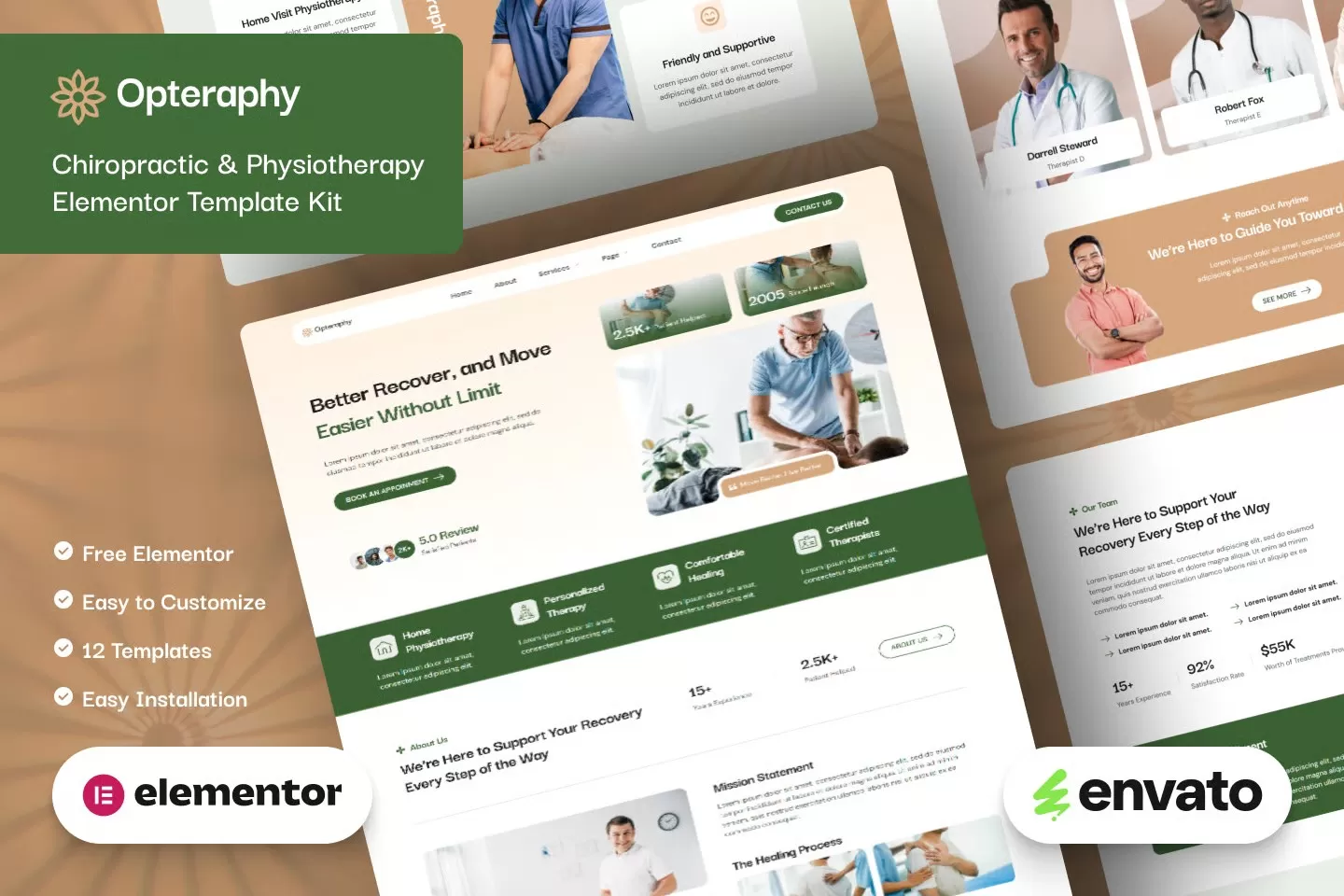 Opteraphy – 脊椎理疗Elementor模板套件，物理治疗官网