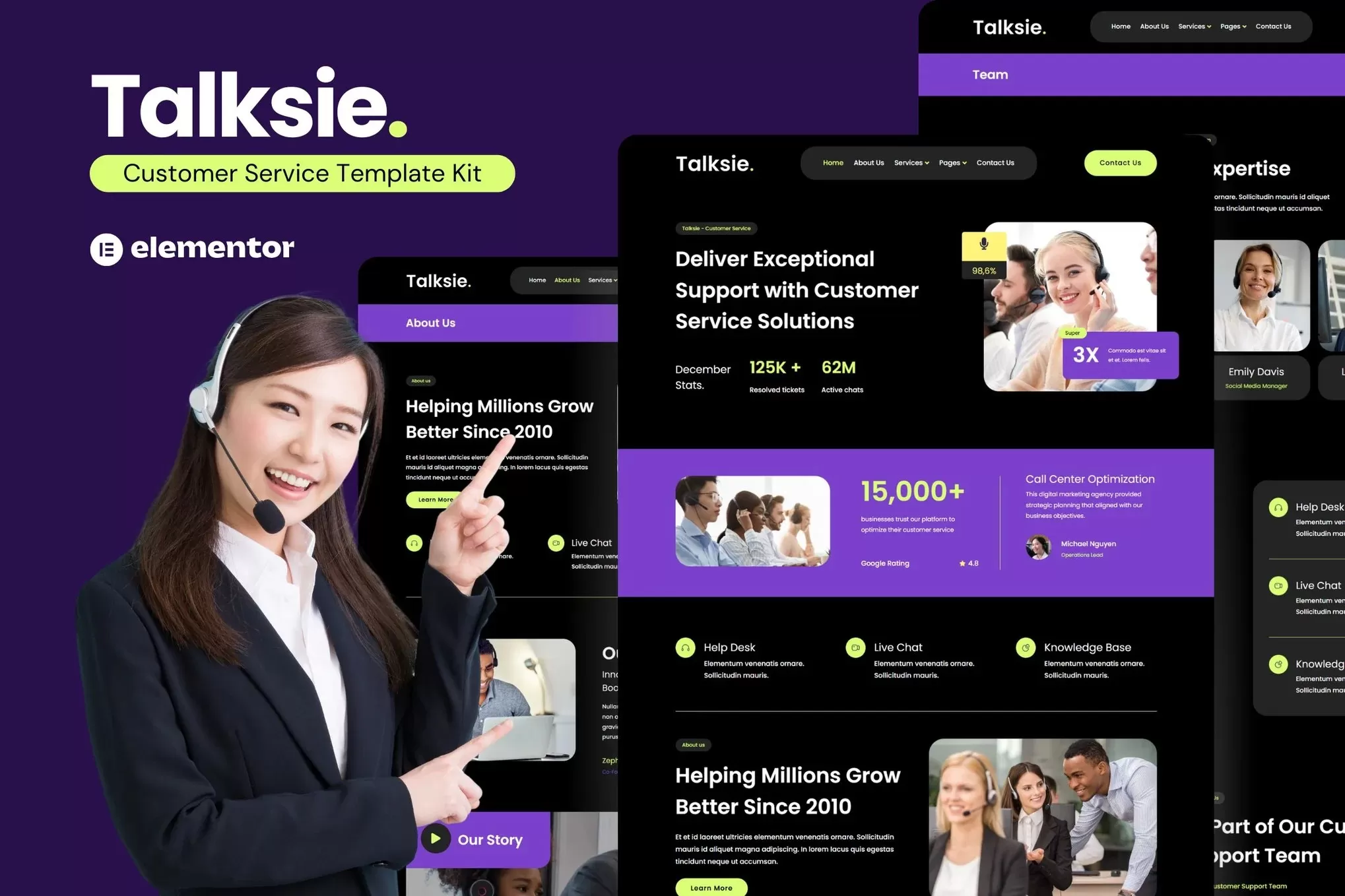 Talksie – 客户服务Elementor模板套件，客服支持官网