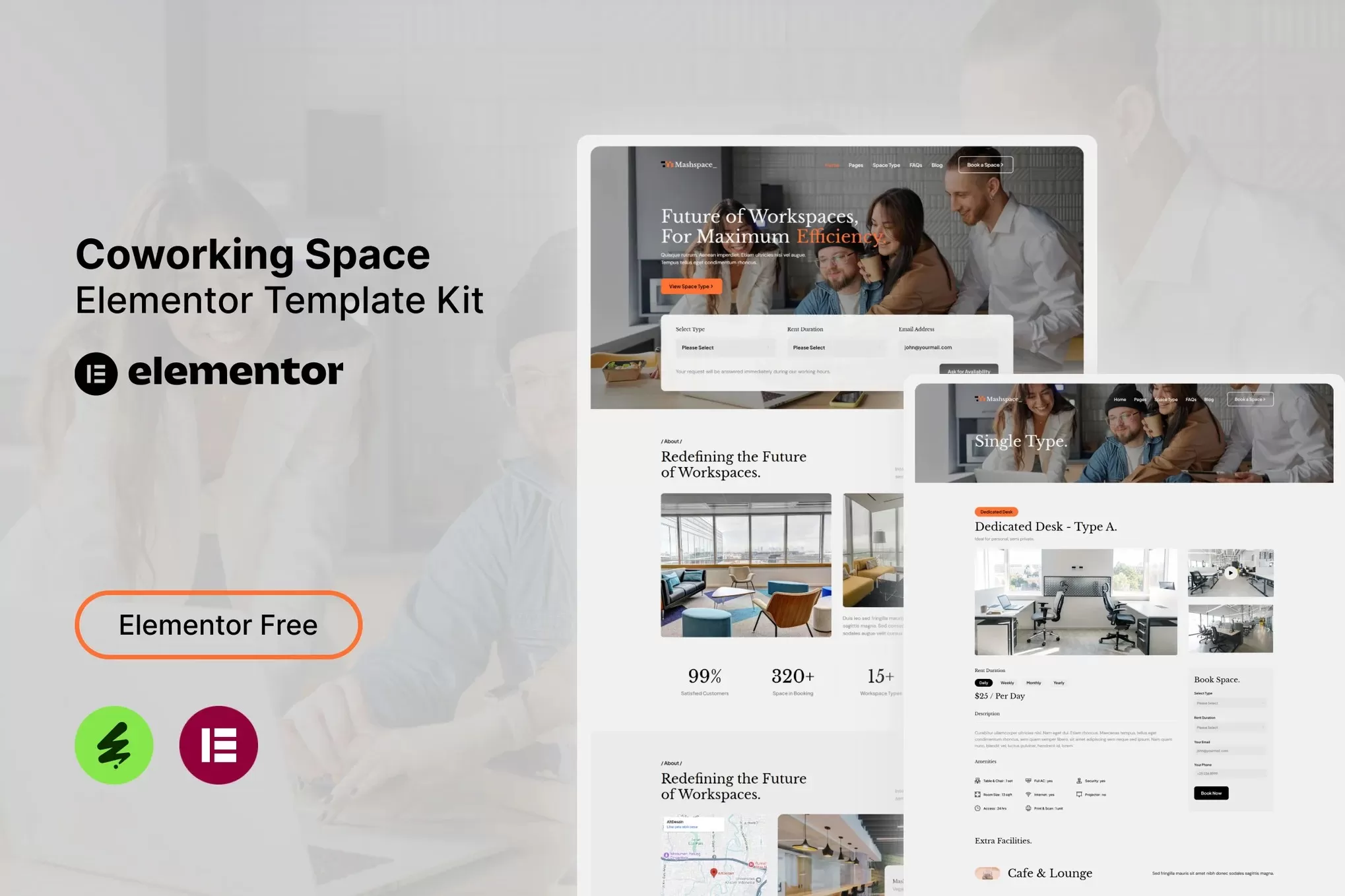 Mashspace – 共享办公Elementor模板套件,联合办公官网
