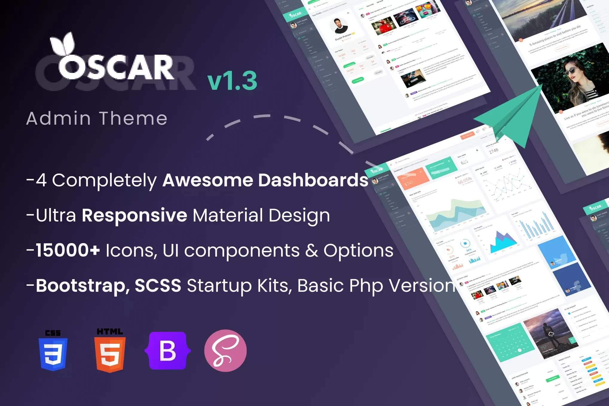 Oscar – Bootstrap 4管理HTML模板，后台仪表板