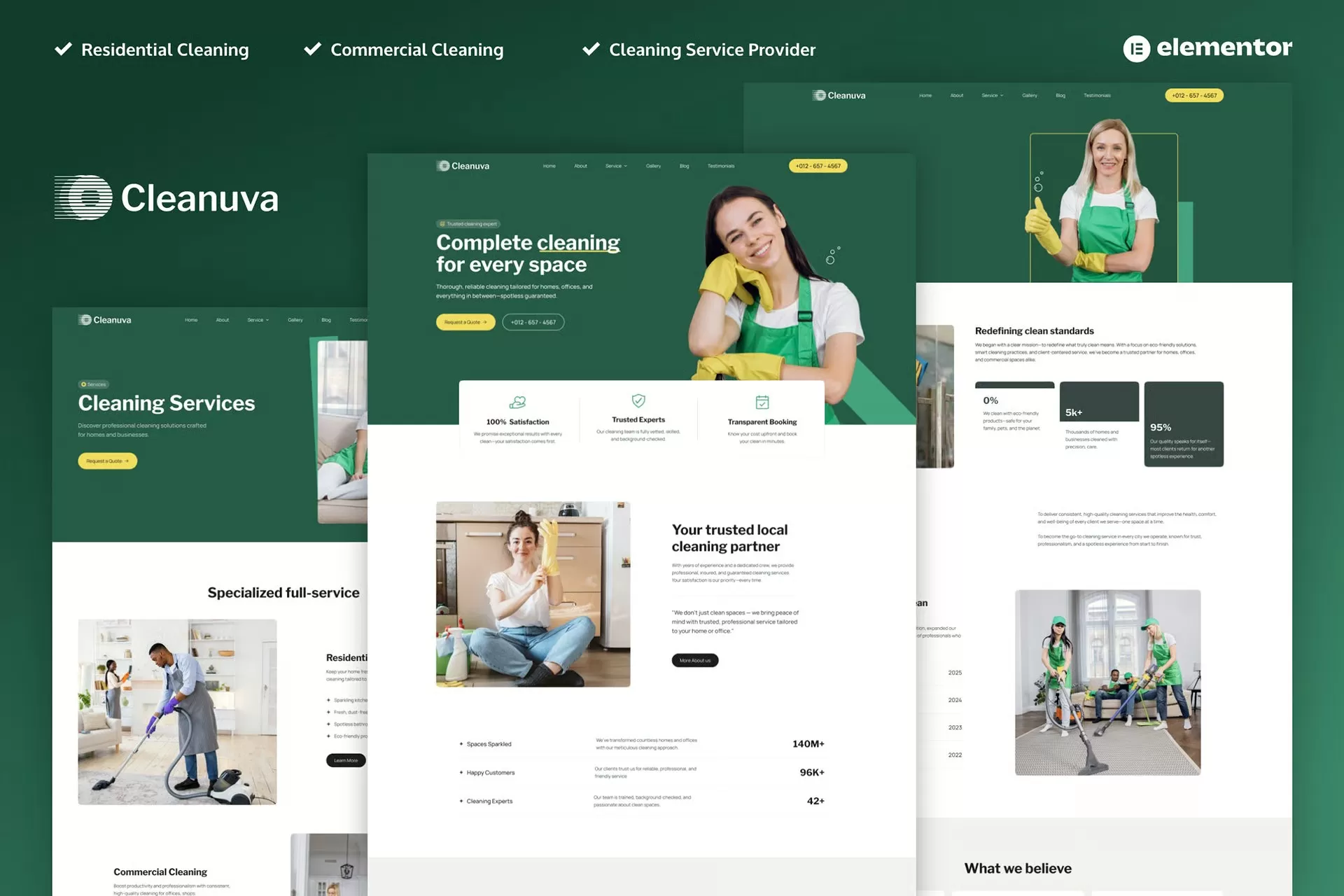 Cleanuva – 清洁服务Elementor Pro套件，保洁公司官网