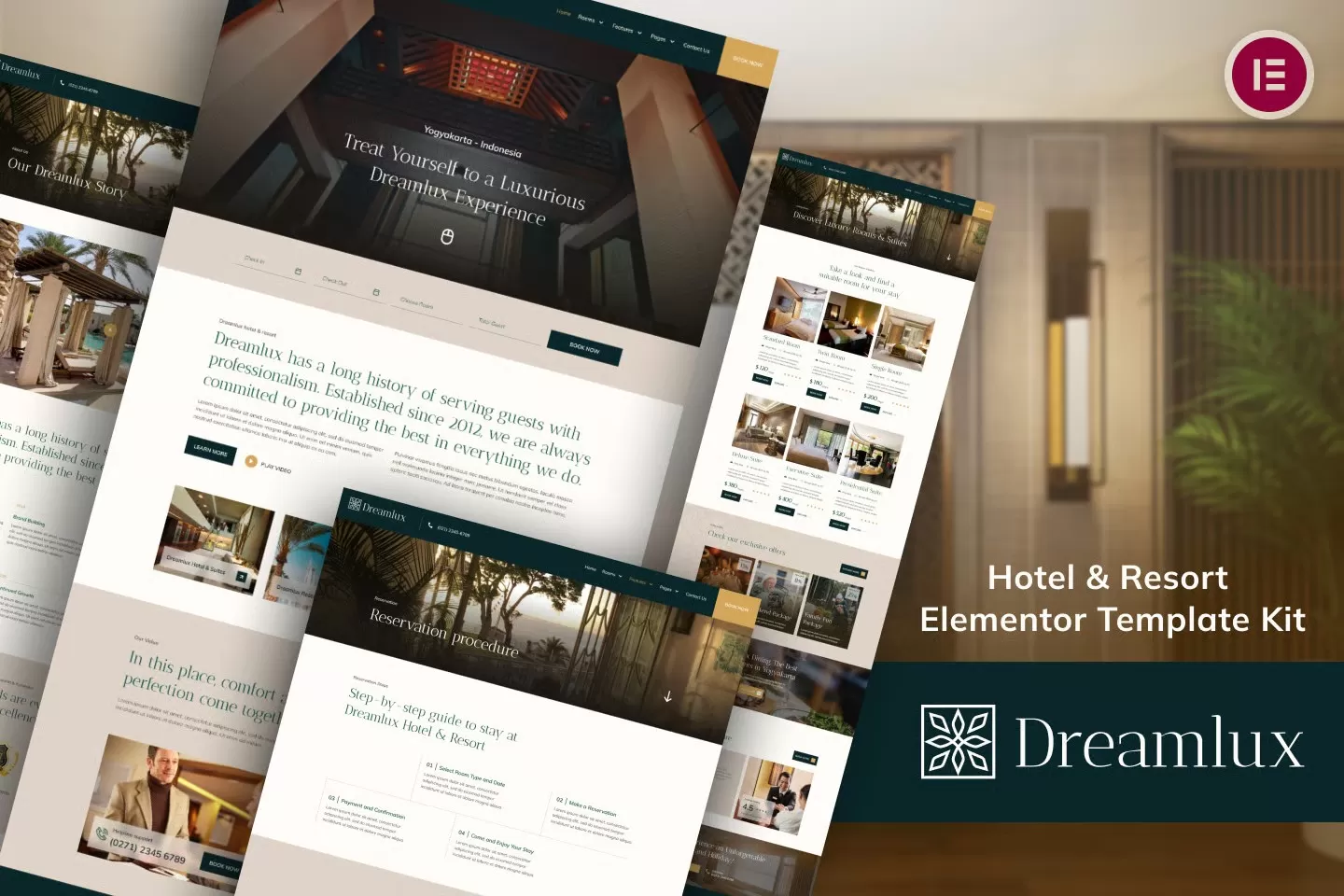 Dreamlux – 酒店度假村Elementor模板套件，豪华酒店官网