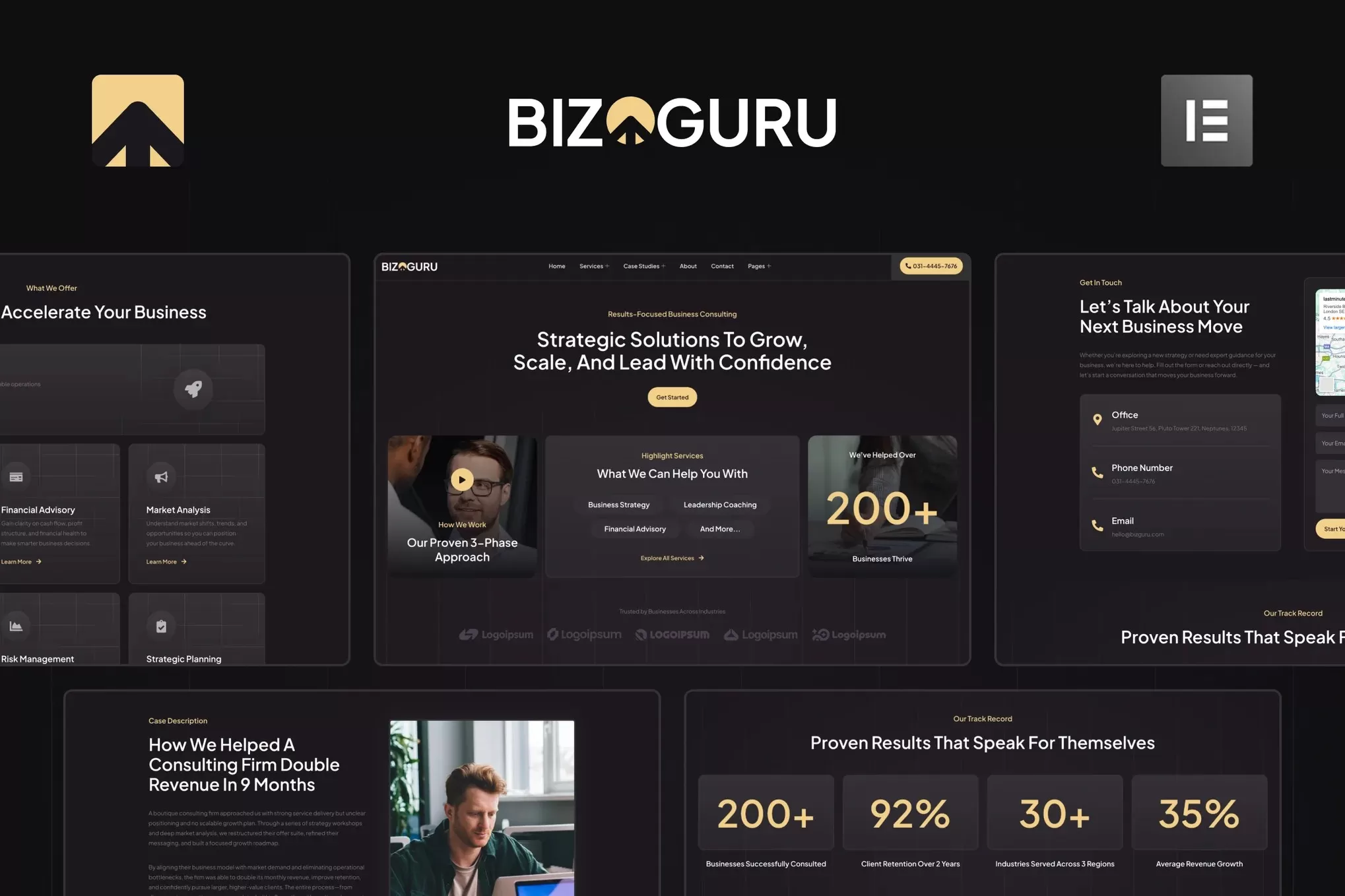 BizGuru – 商业咨询Elementor模板套件,企业顾问官网