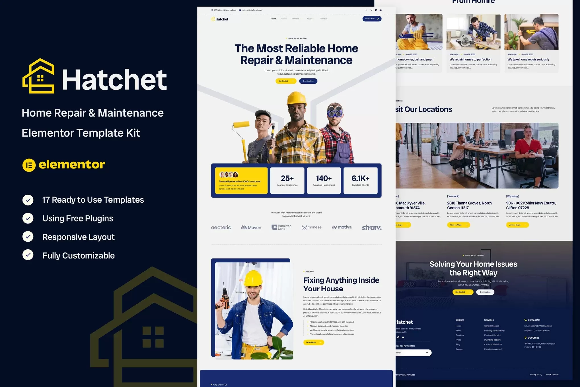 Hatchet – 家庭维修Elementor模板套件,装修保养官网