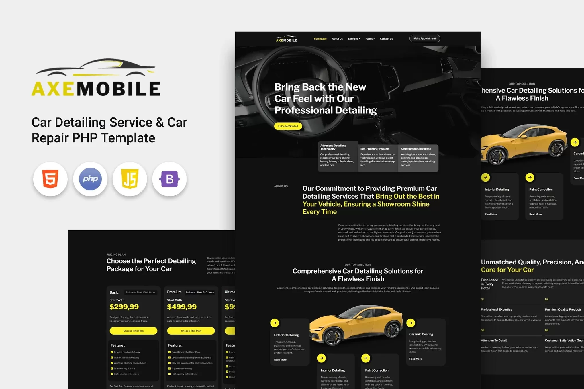 Axemobile – 汽车美容PHP模板,洗车养护官网