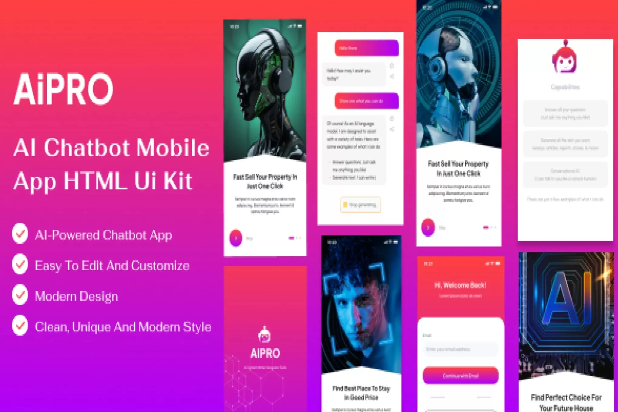 Aipro – AI聊天机器人HTML模板,智能应用落地页