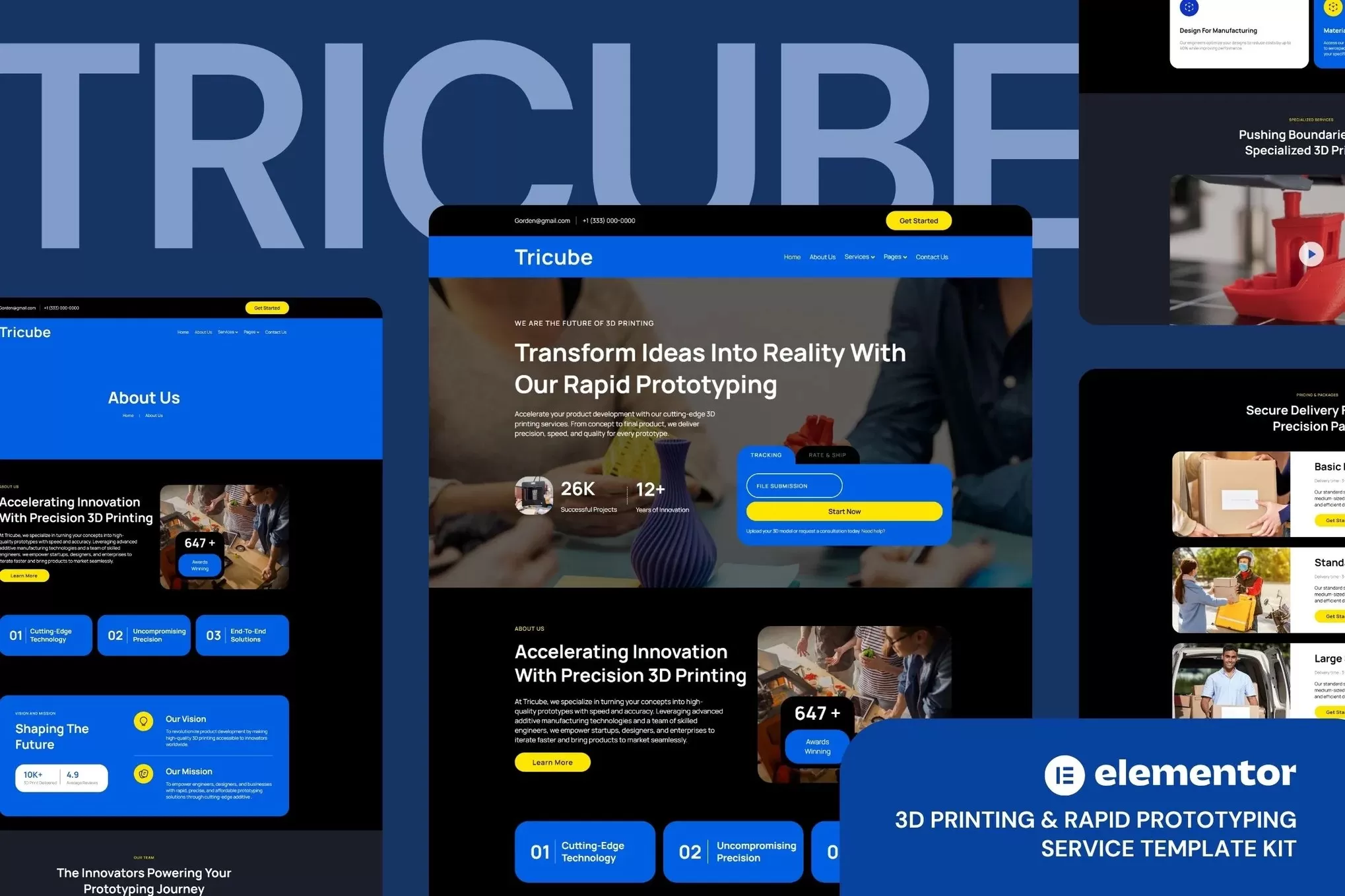 Tricube – 3D打印Elementor模板套件,快速原型服务官网