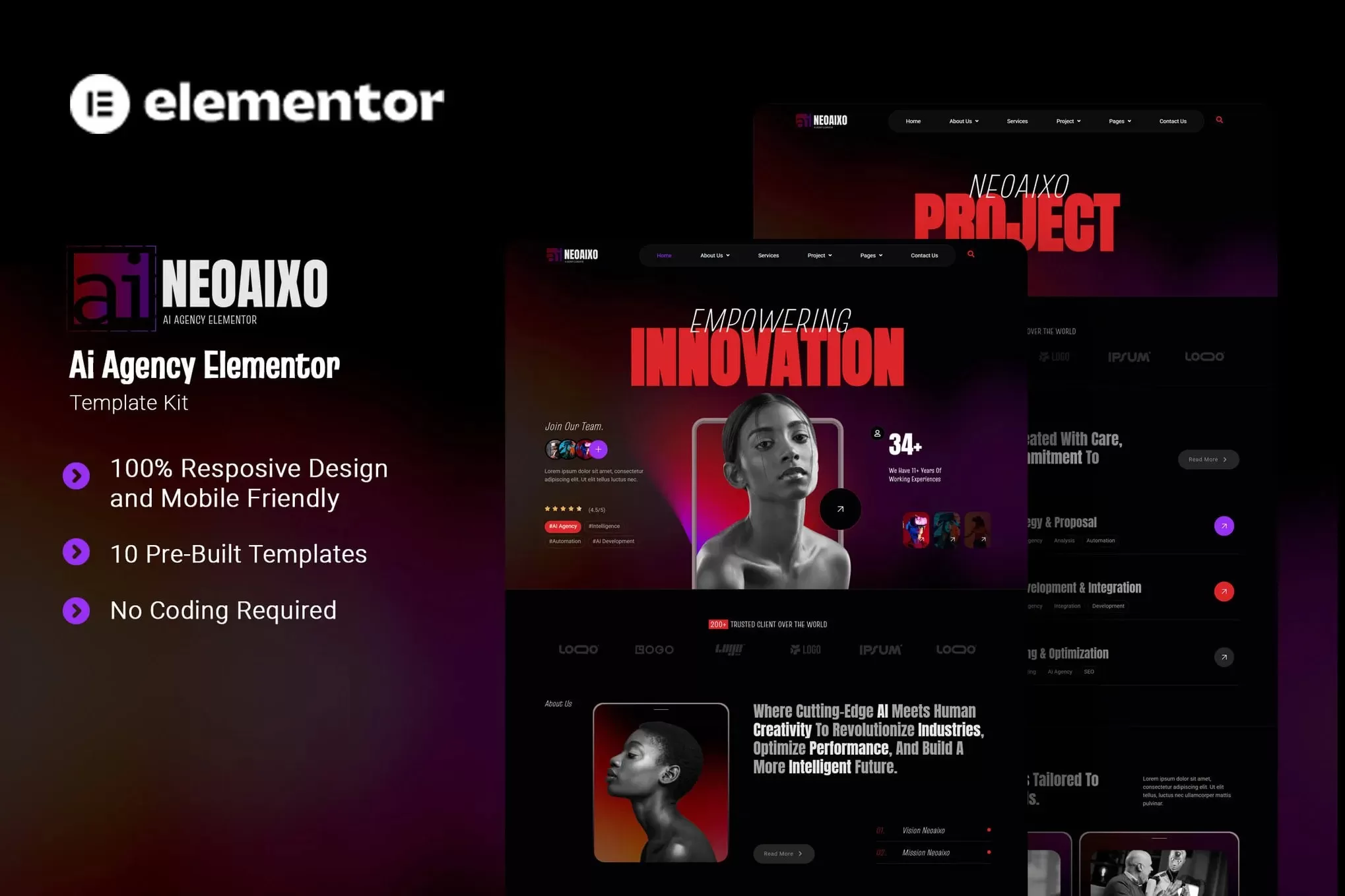 Neoaixo – AI机构Elementor模板套件,人工智能公司官网