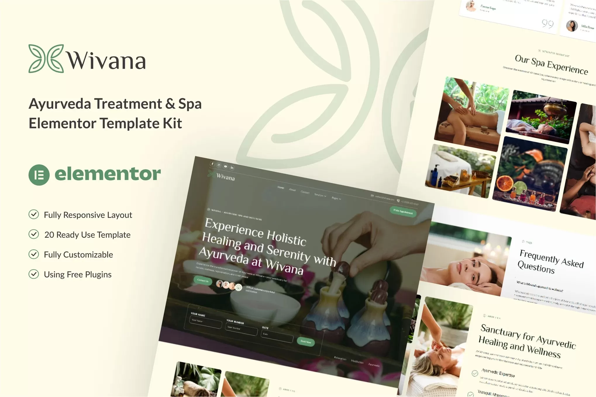 Wivana – 阿育吠陀水疗Elementor模板套件,养生治疗官网