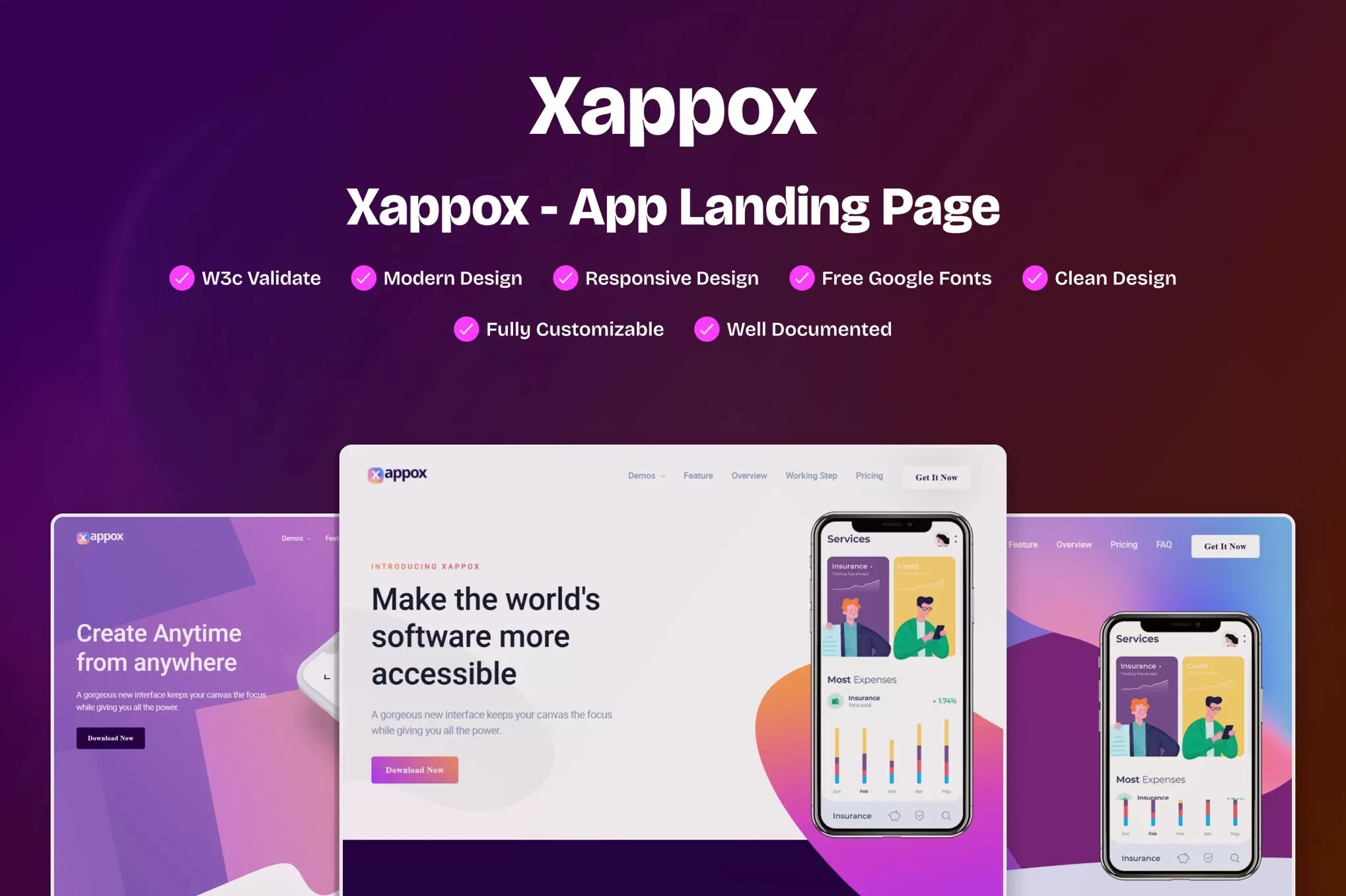 Xappox – 应用落地页HTML模板,App推广单页