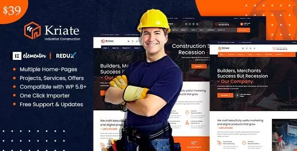 Kriate 1.2.8 – 工业建筑WordPress主题，多用途企业官网