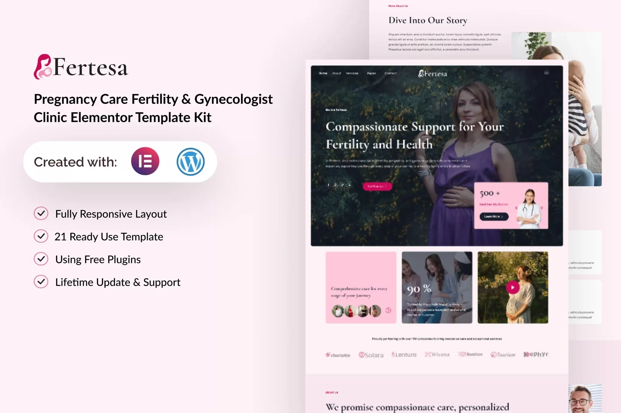 Fertesa – 孕期生育Elementor模板套件，妇科保健官网