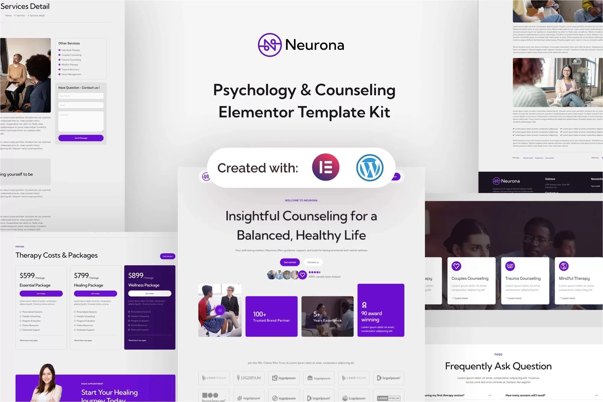 Neurona – 心理咨询Elementor模板套件，心理健康官网
