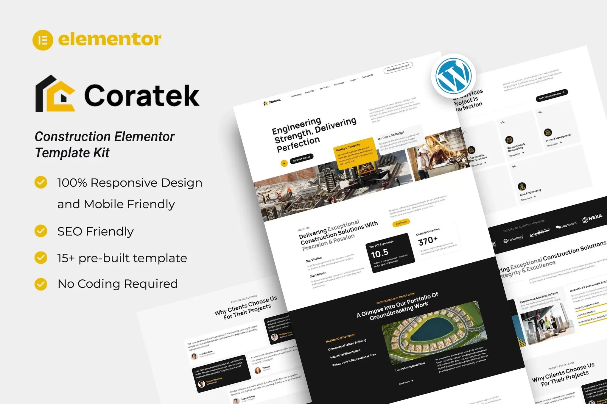 Coratek – 建筑施工Elementor模板套件，Construction官网