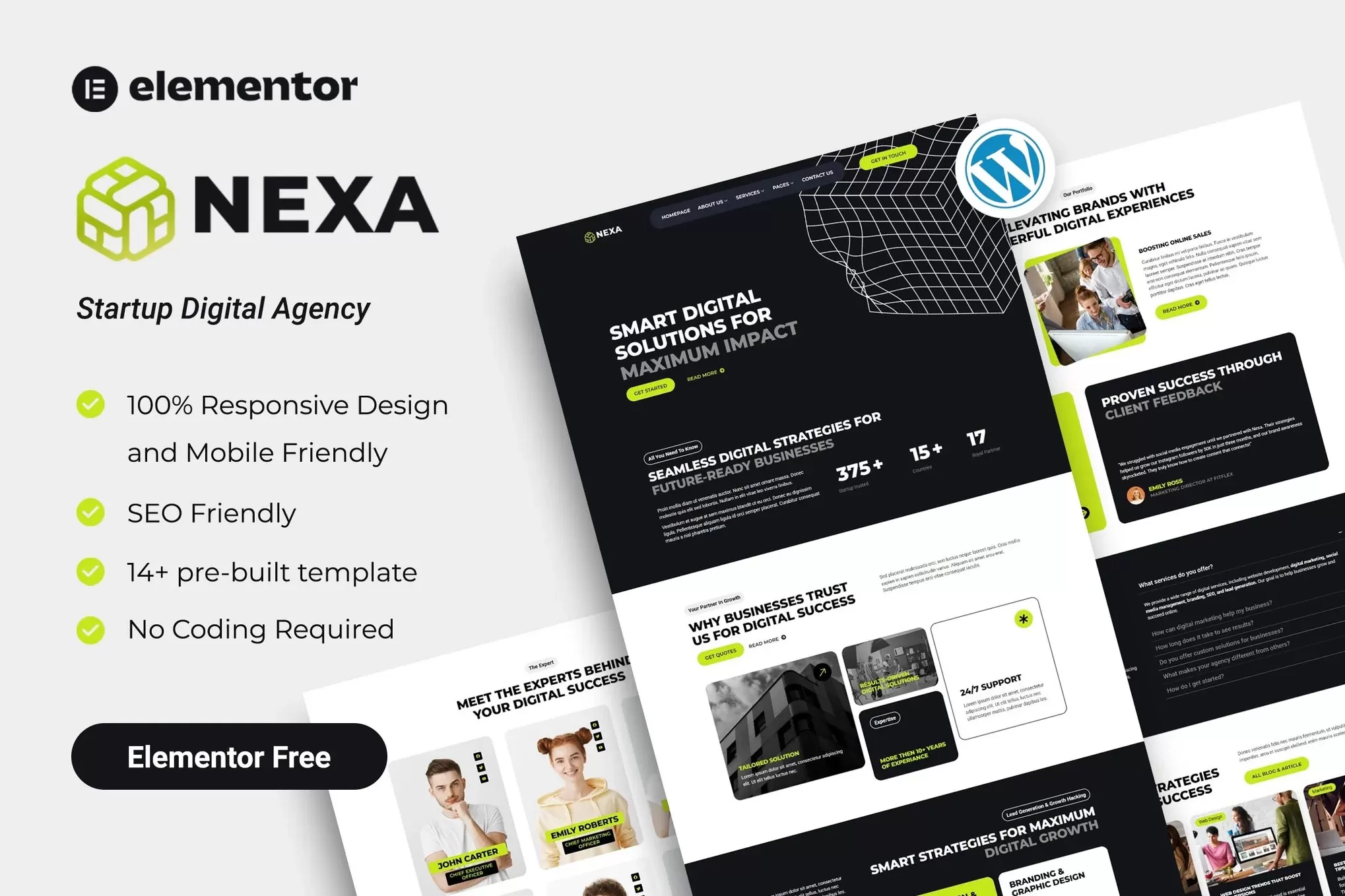 Nexa – 初创数字代理Elementor模板套件，创业公司官网
