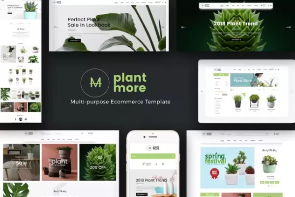 Plantmore – OpenCart主题,绿色植物电商