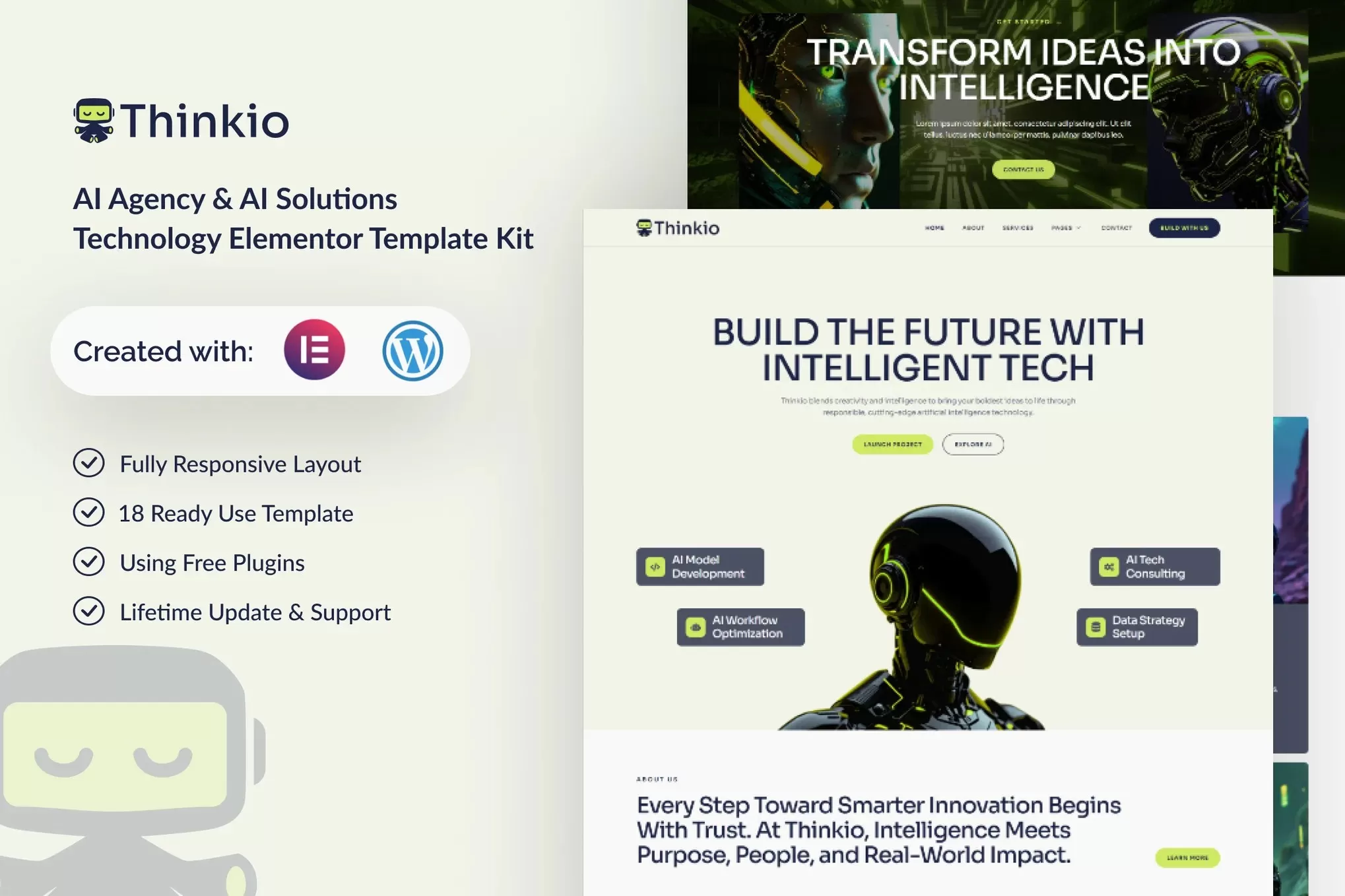 Thinkio – AI科技Elementor模板套件，人工智能公司官网
