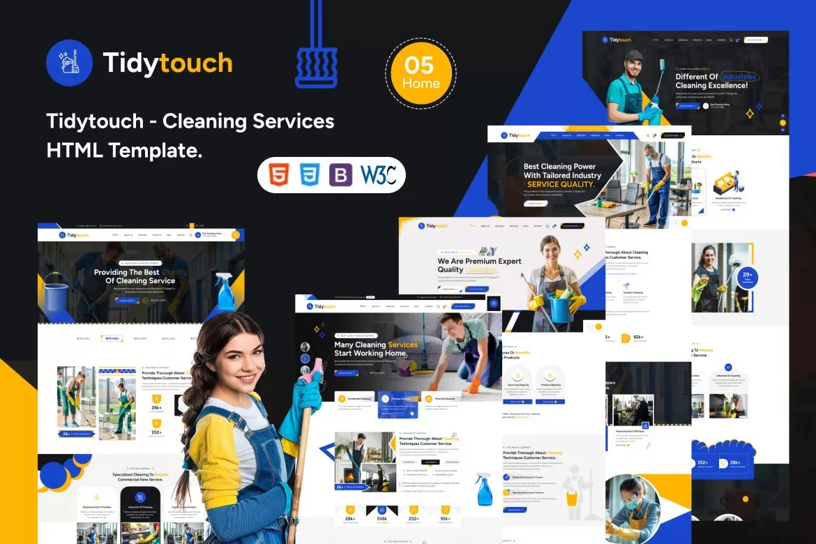Tidytouch – 清洁服务HTML模板，家政保洁官网