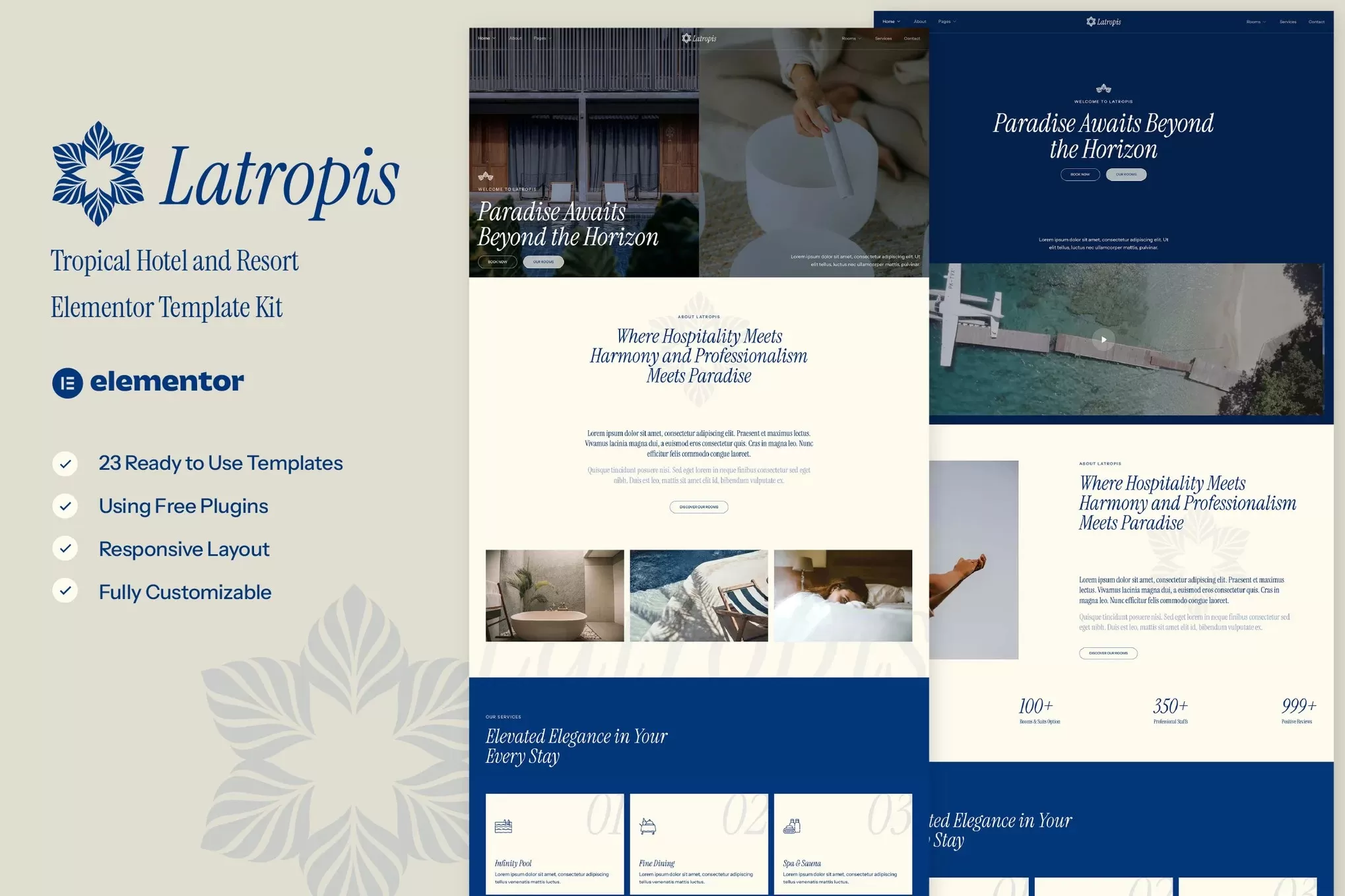 Latropis – 热带酒店度假村Elementor模板套件，度假酒店官网