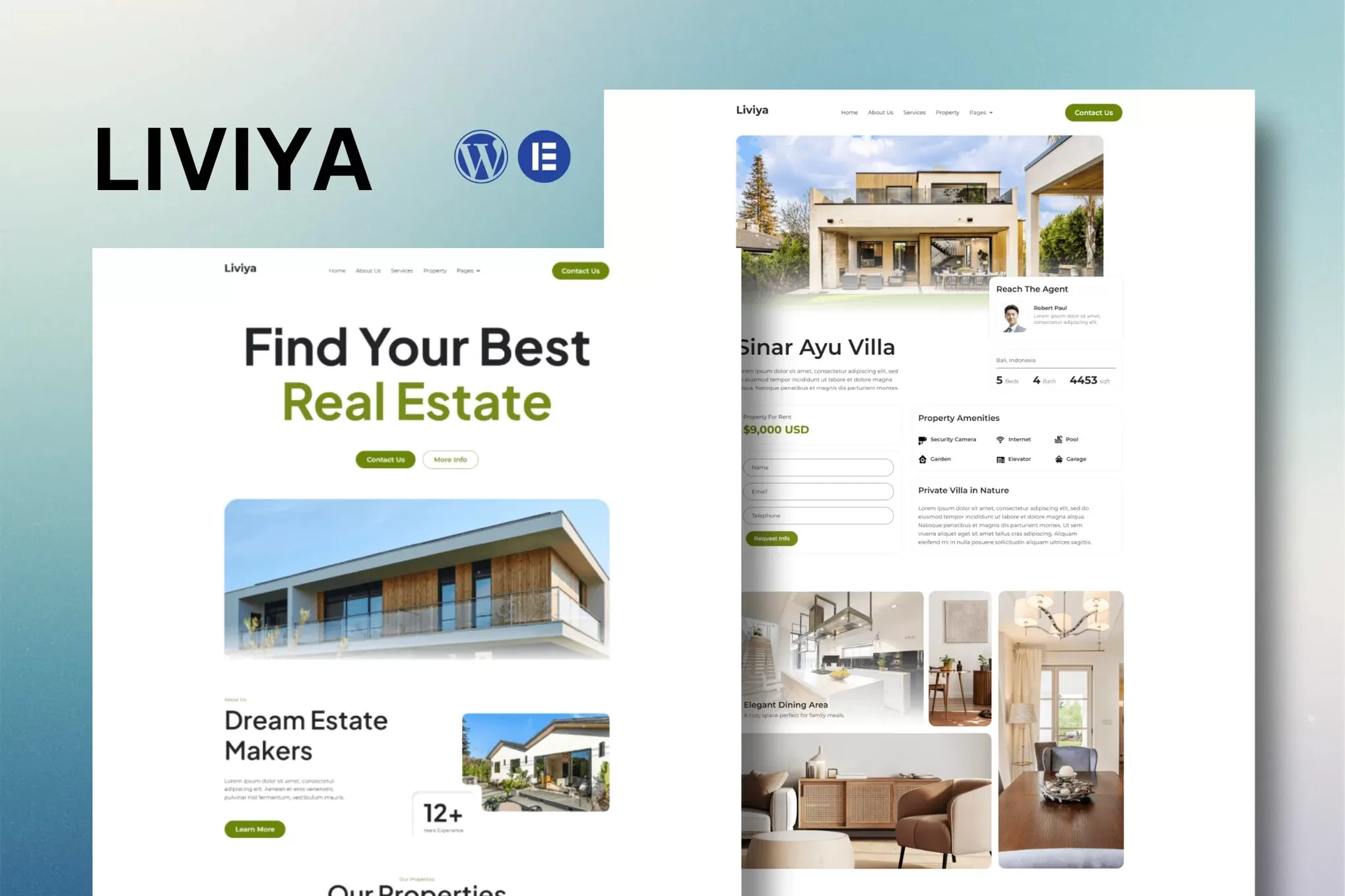 Liviya – 房地产Elementor模板套件，楼盘中介官网
