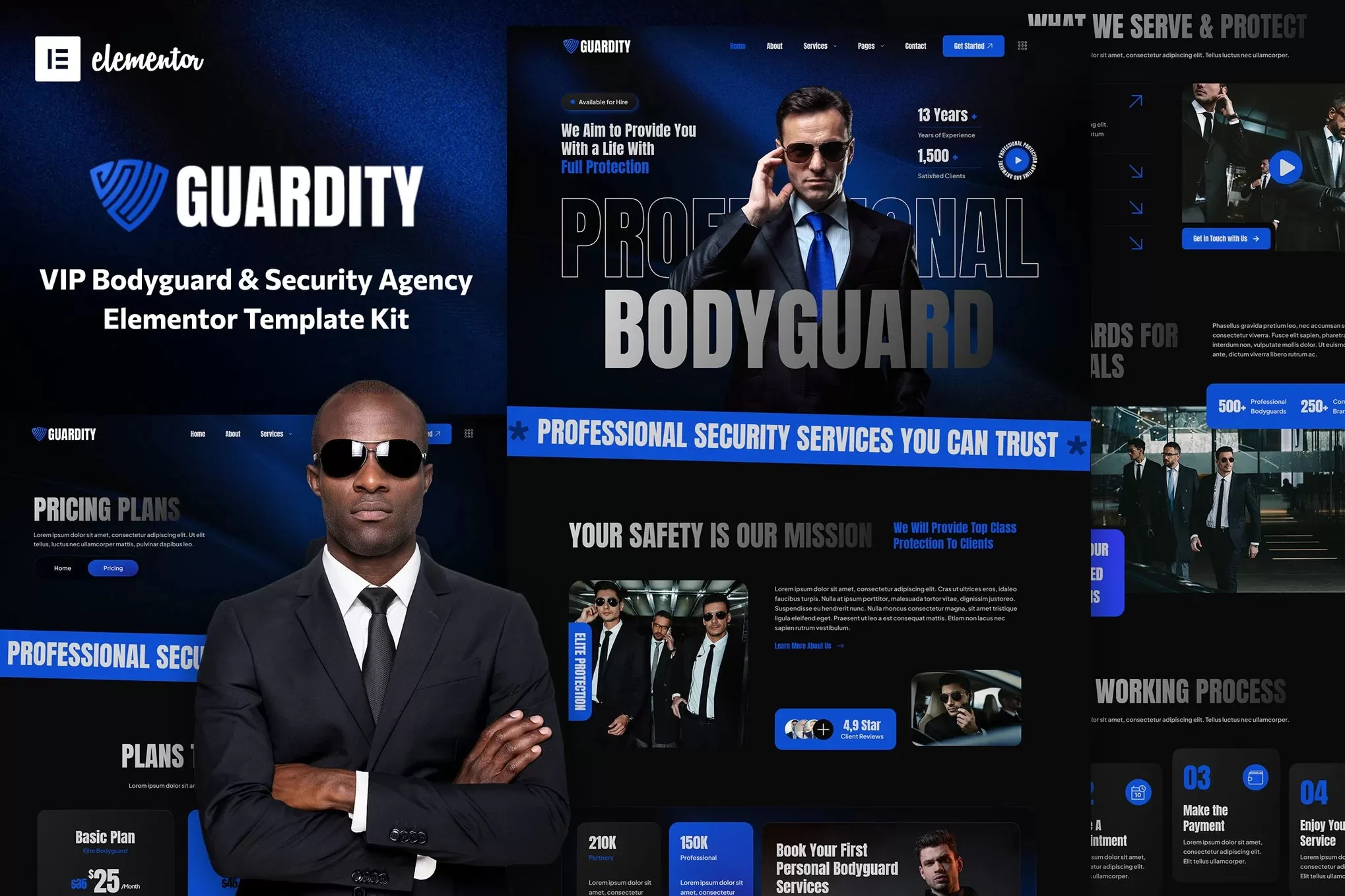 Guardity – 保镖安保Elementor模板套件，VIP护卫服务官网