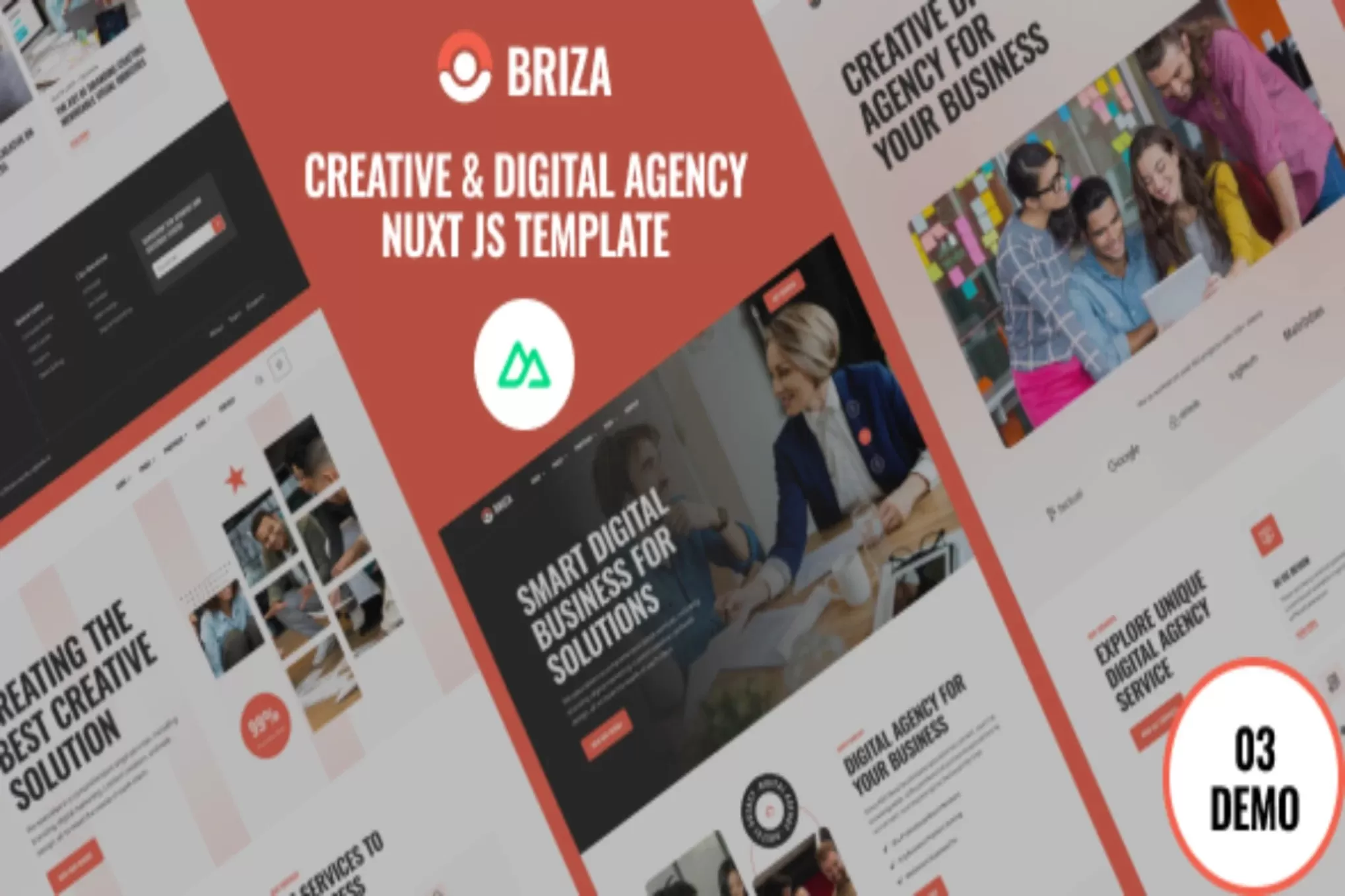 Briza – 创意代理Vue Nuxt.js模板,数字机构官网