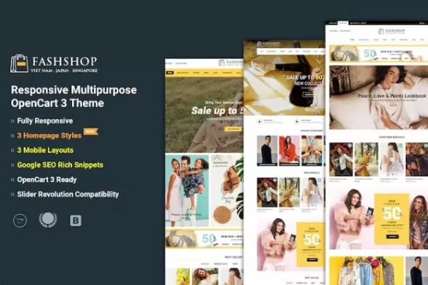 FashShop – 多用途OpenCart 3主题，时尚服装商城