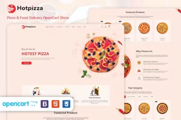 HotPizza – 披萨外卖OpenCart商店，餐饮美食电商