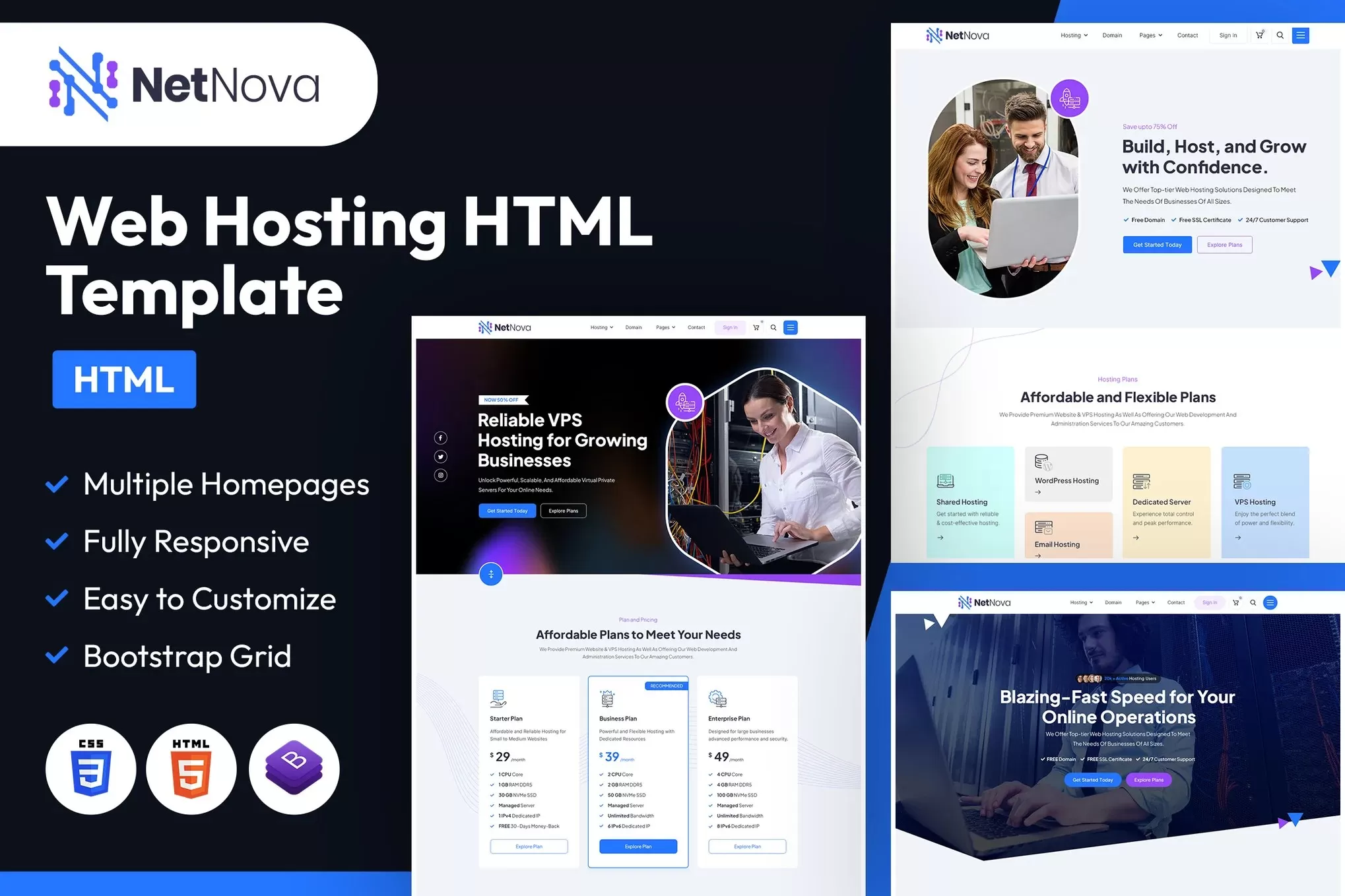NetNova | 网站托管 HTML 模板