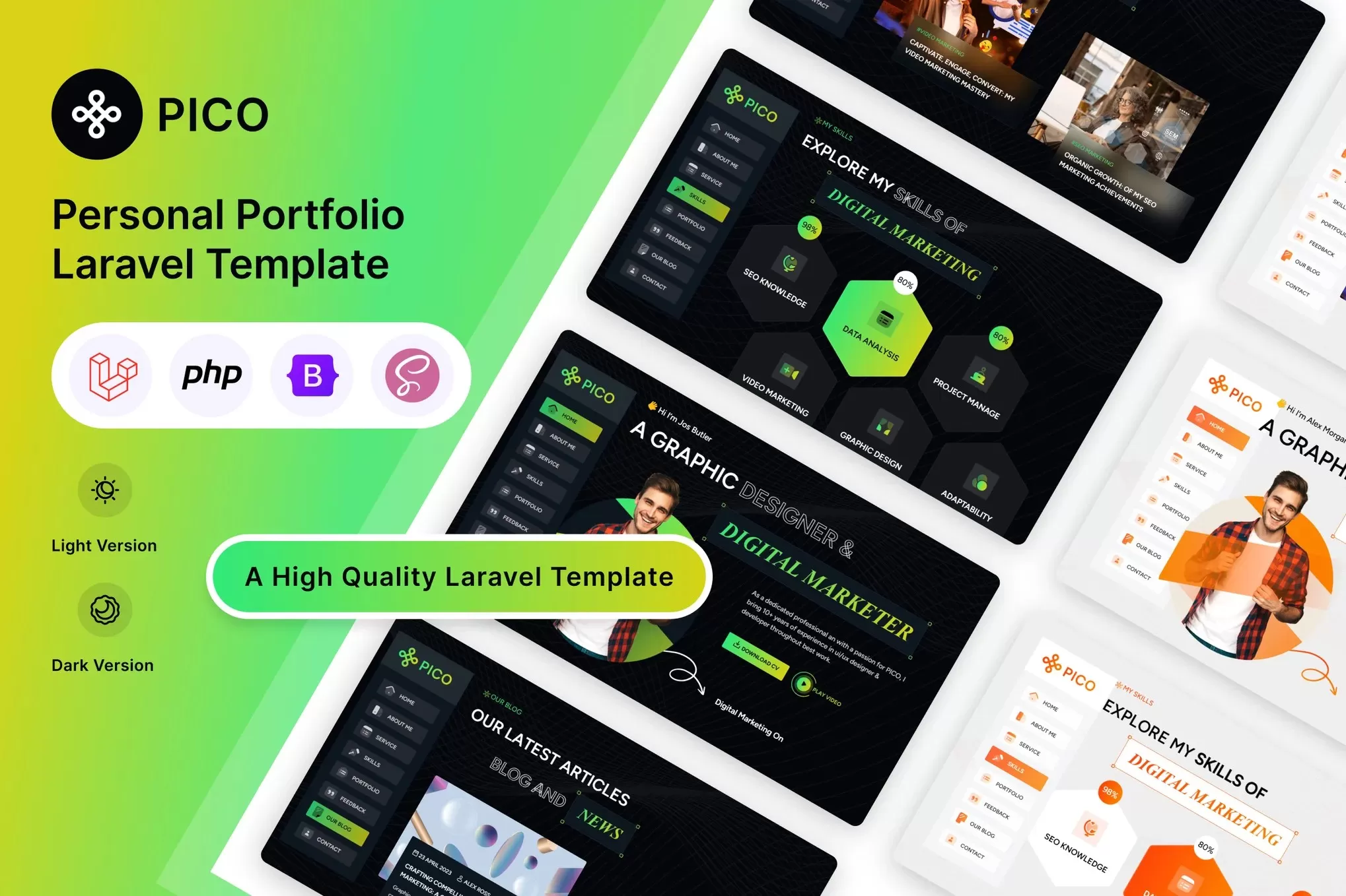 Pico – Laravel 12 个人作品集模板
