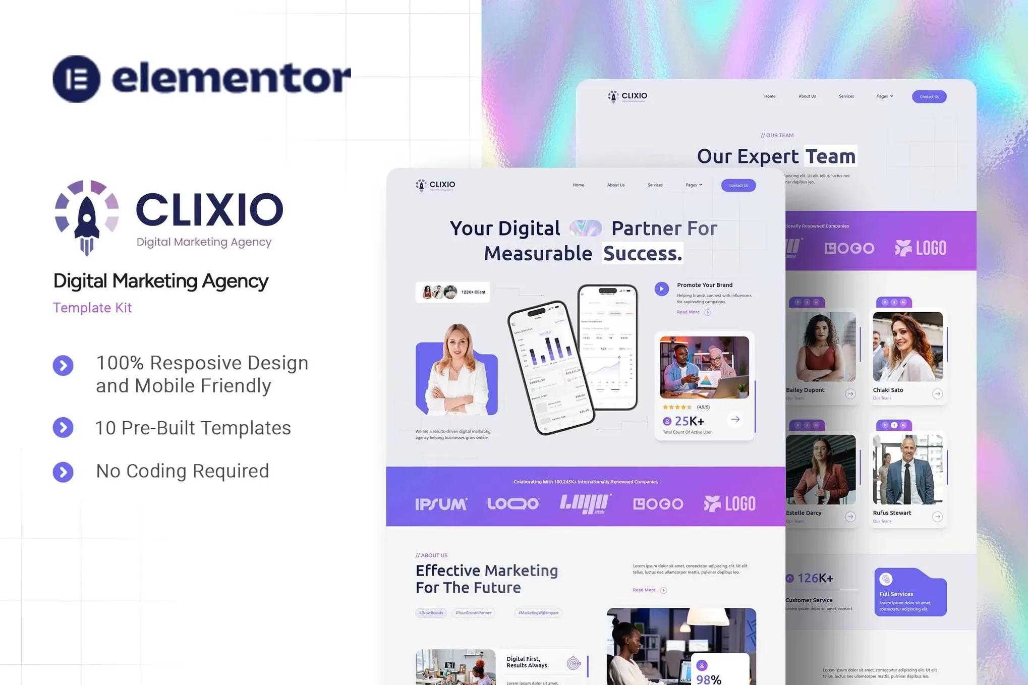 Clixio – 数字营销Elementor模板套件,agency机构官网
