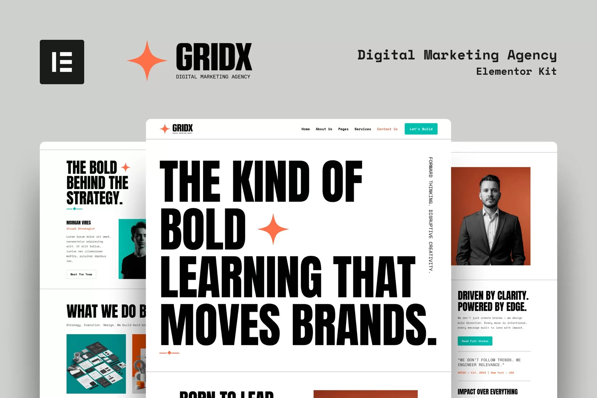 GridX – 数字营销Elementor模板套件,品牌推广官网