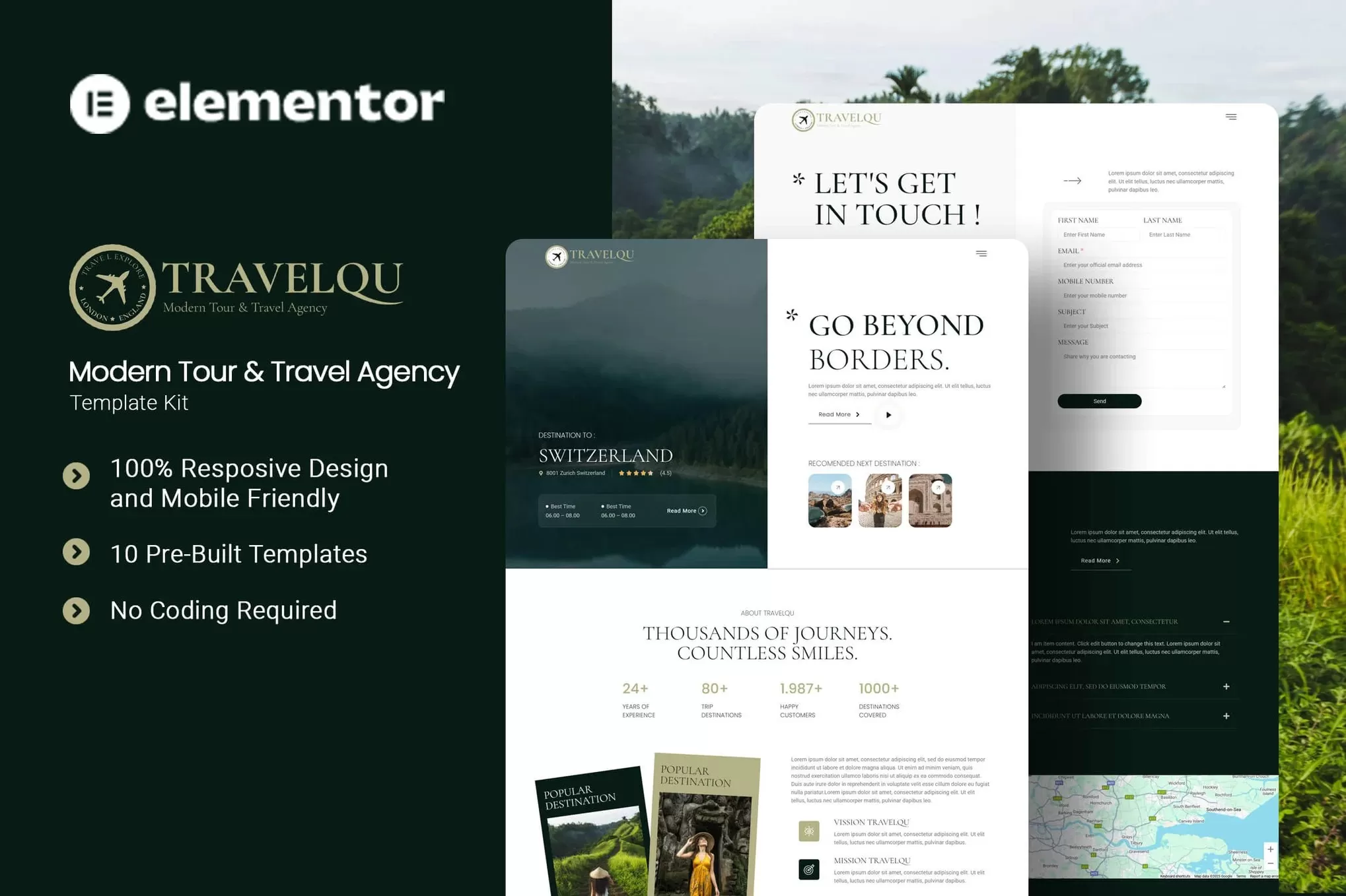 Travelqu – 旅游旅行社Elementor模板套件，度假出行官网
