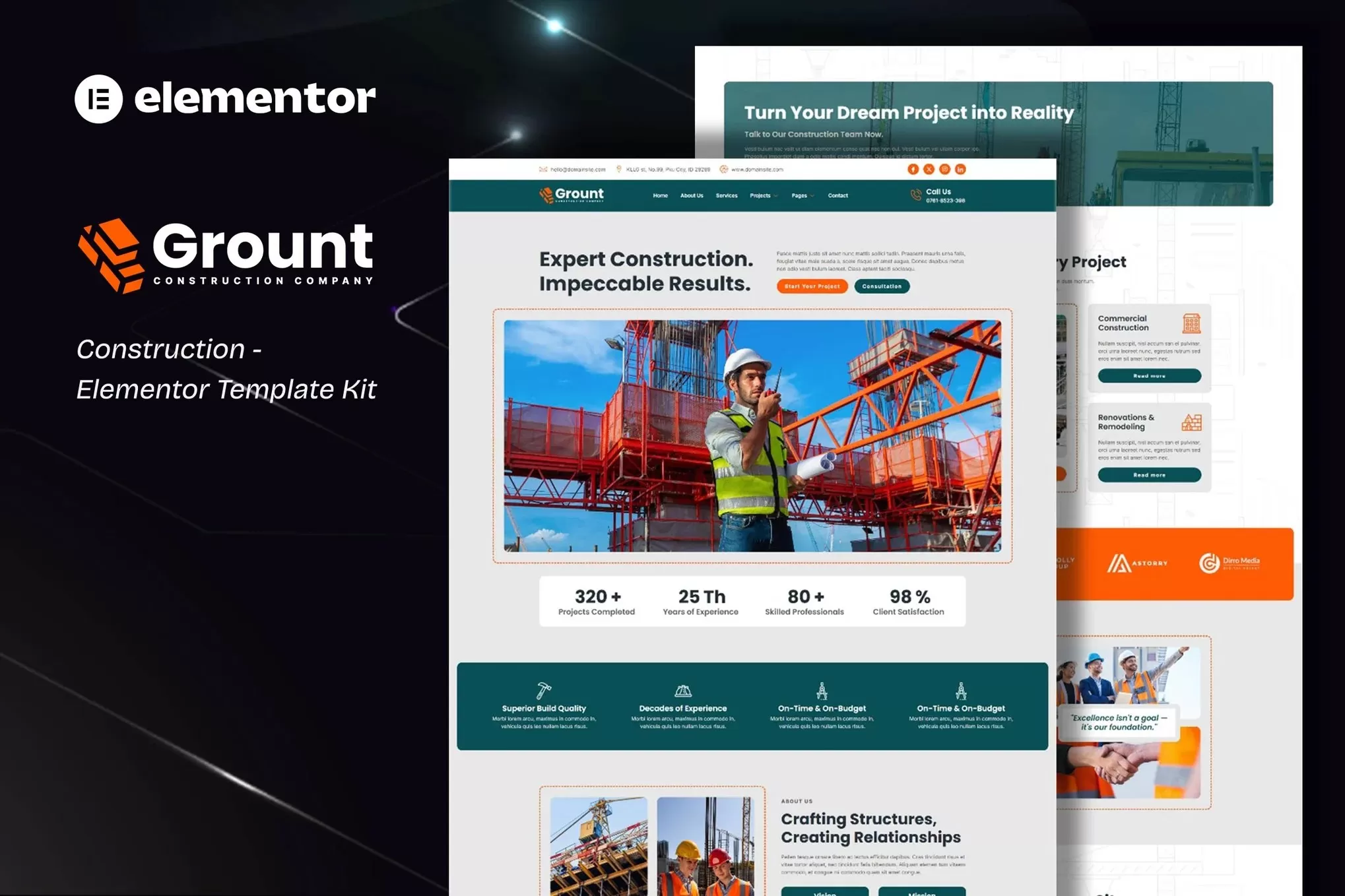 Grount – 建筑施工Elementor模板套件,工程承包官网