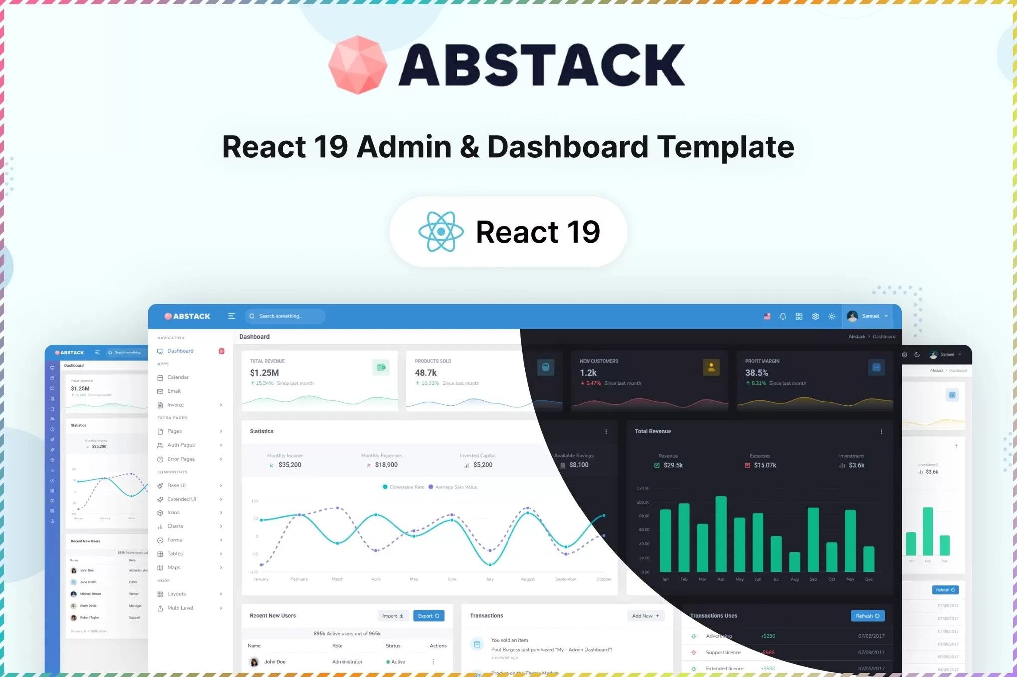 Abstack – React管理仪表板模板，后台数据看板