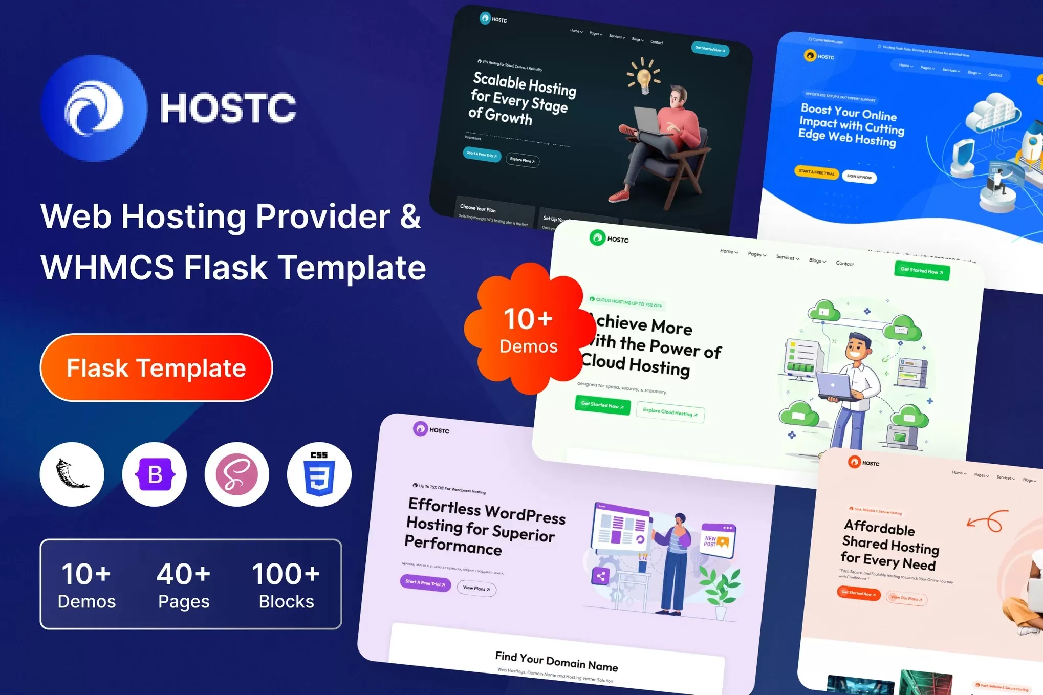 Hostc – Web托管WHMCS Flask模板,主机服务商官网