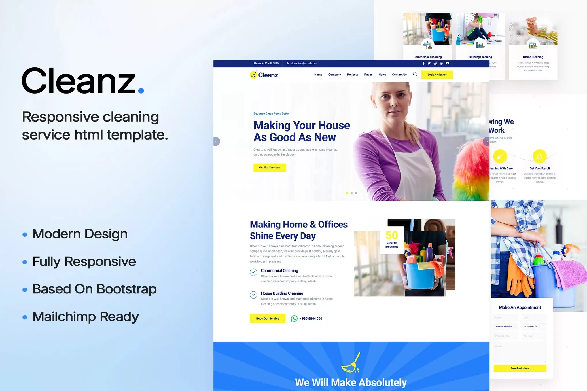 Cleanz – 清洁服务HTML模板,家政保洁官网