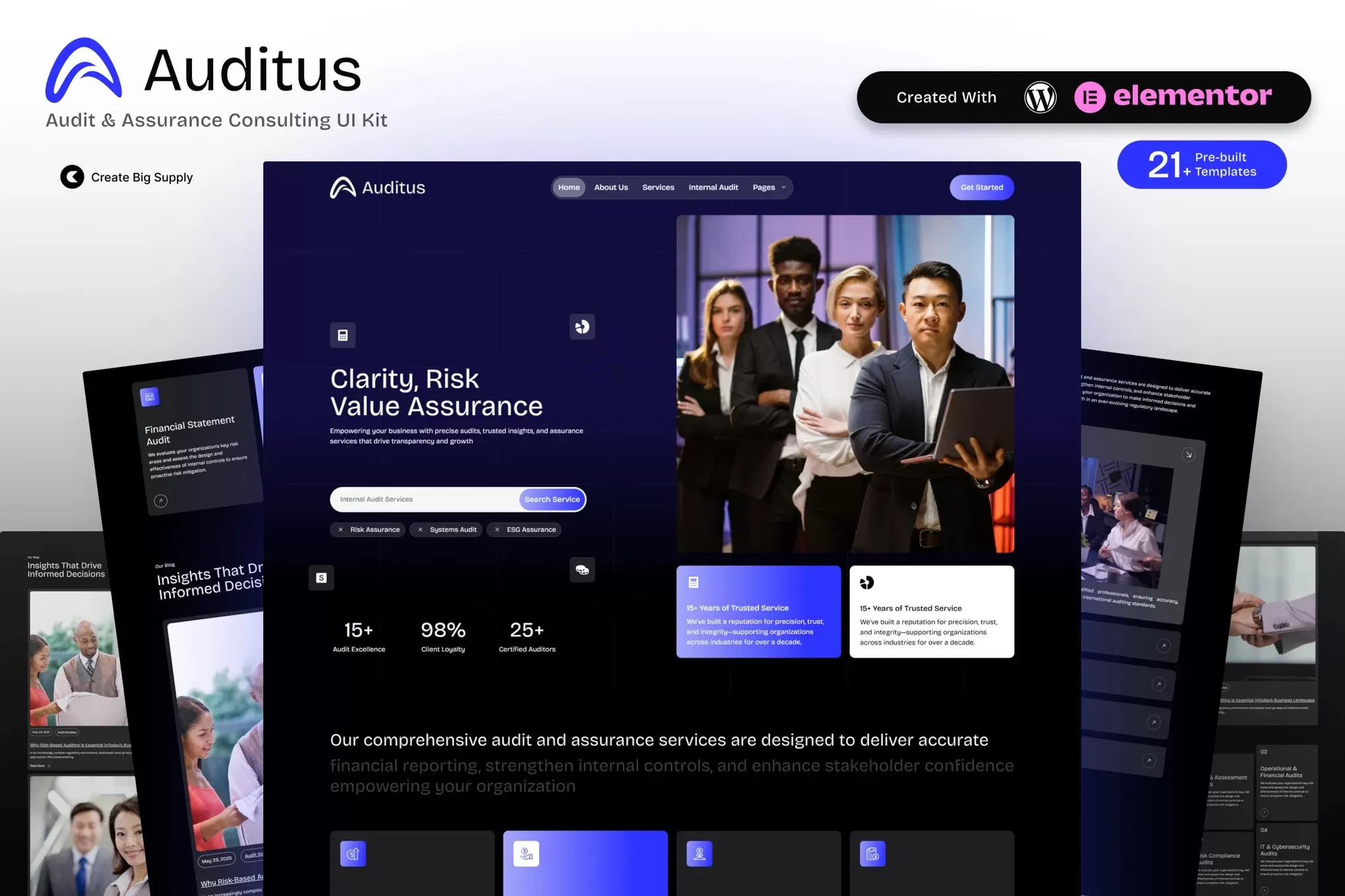 Auditus – 审计咨询Elementor模板套件,鉴证服务官网