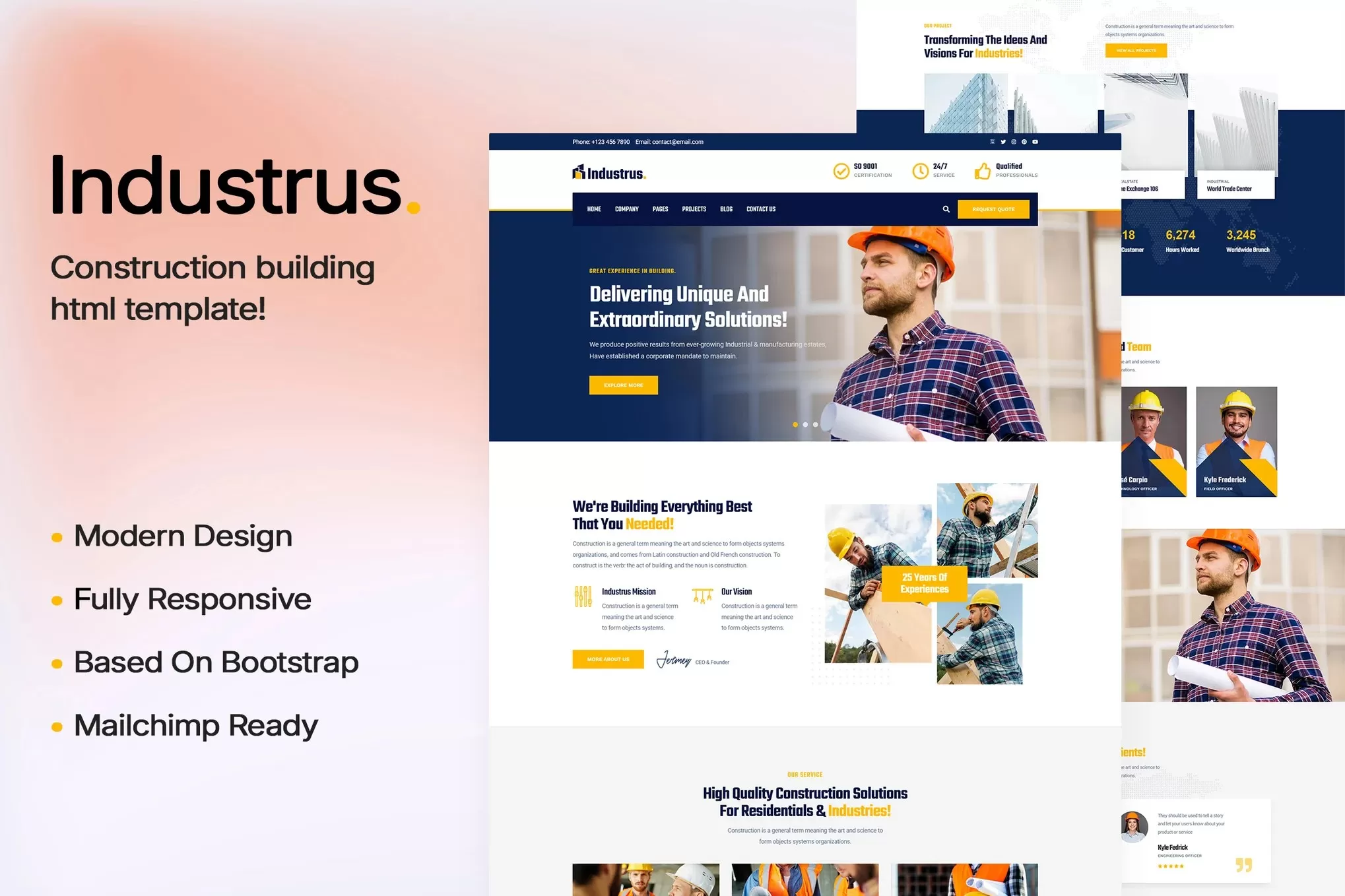 Industrus – 建筑HTML5模板,工程建设行业官网