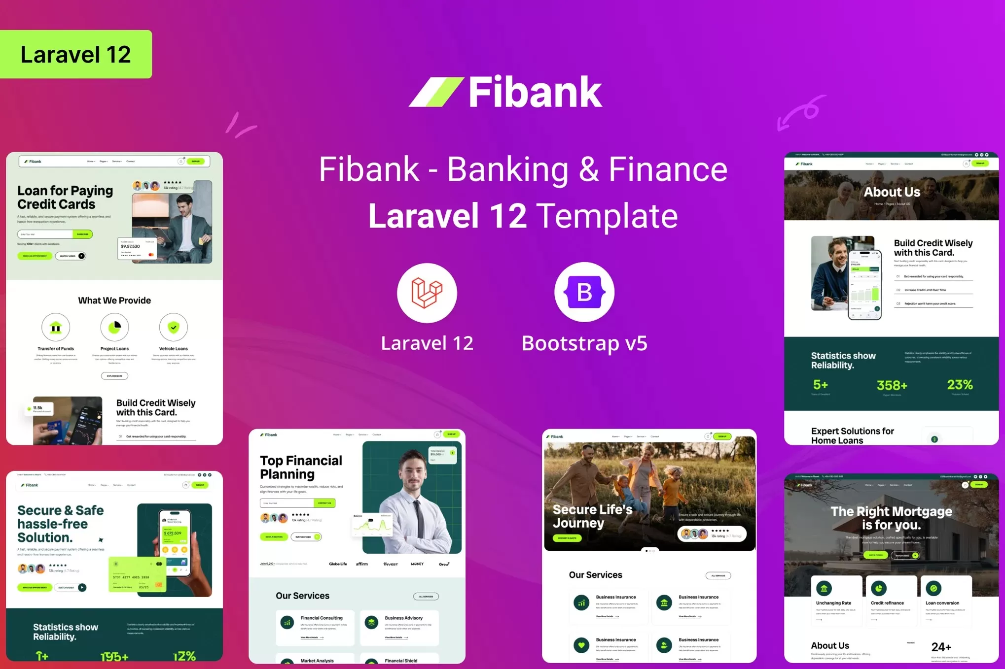 Fibank – 银行金融Laravel 12模板，金融科技官网