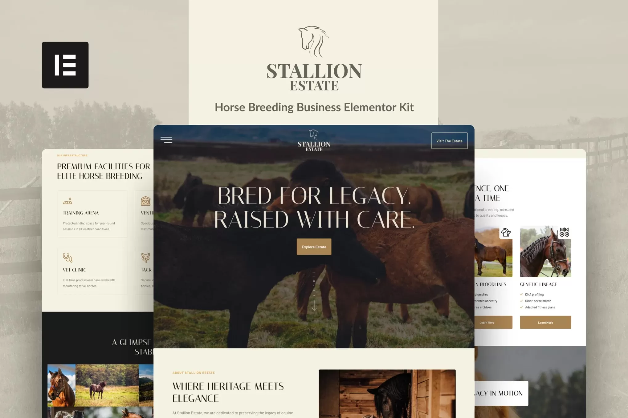 StallionEstate – 马匹养殖Elementor Pro套件，牧场马业官网
