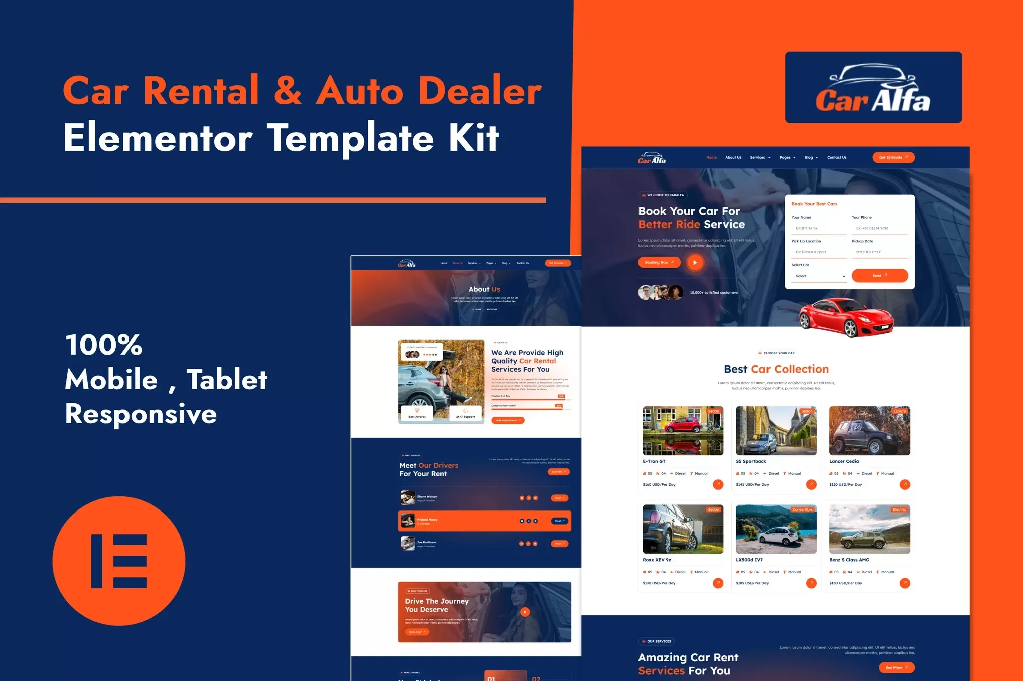CarAlfa – 汽车租赁Elementor Pro套件，经销商展示官网